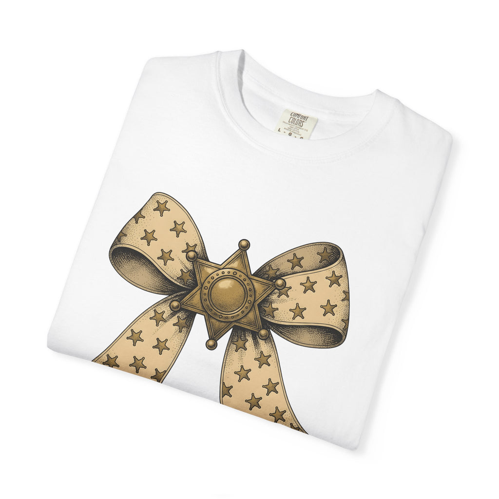 Marshal Star Bow Shirt Cowgirl Western Show Gift Women Sketch Tee Star Bow T-Shirt Rodeo Fan Drawing Graphic Folk Star Symbol Tshirt