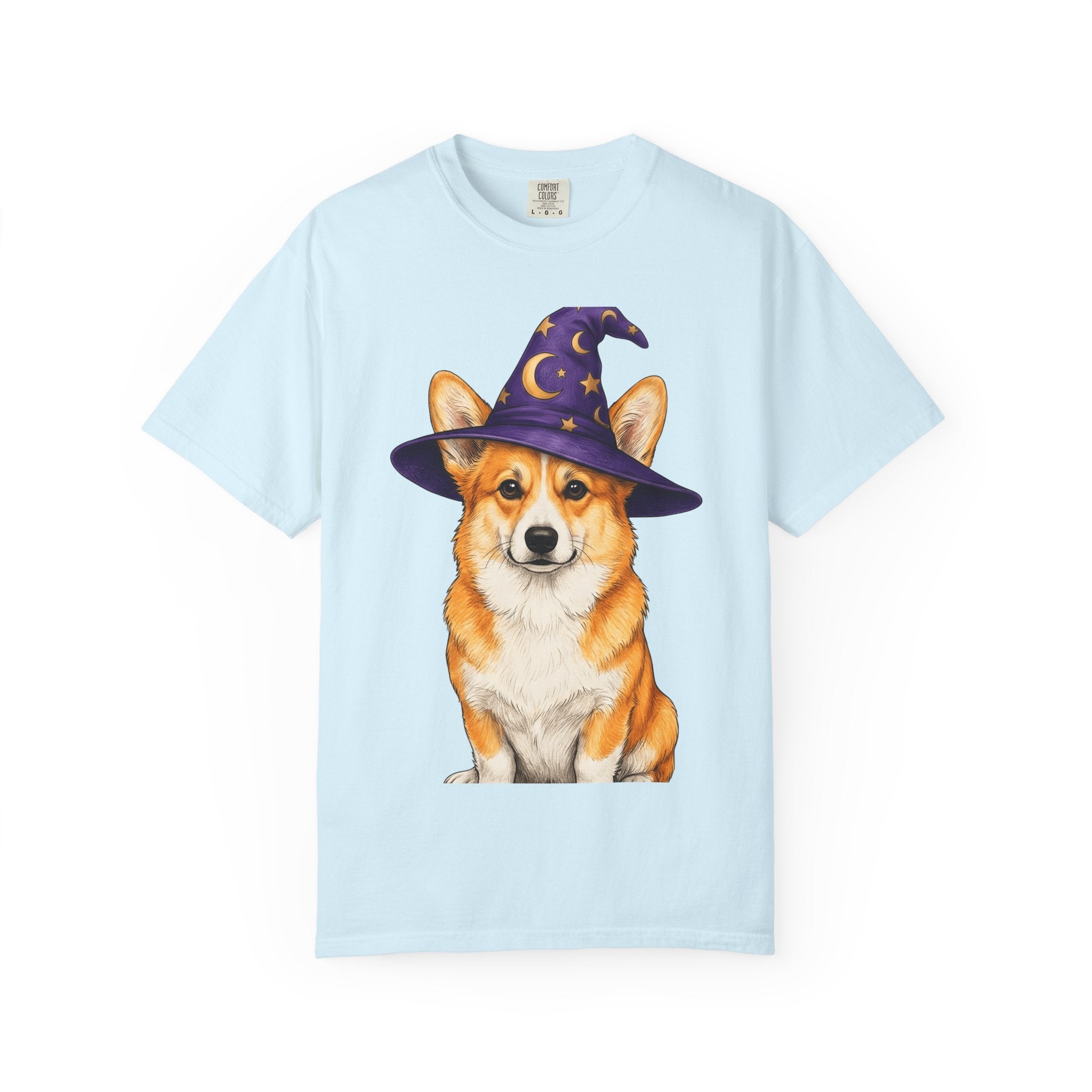 Corgi Mage Shirt Dog Holiday Gift Women Sketch Tee Pembroke Welsh Corgi T-Shirt Dog Fan Drawing Graphic Retro Pointed Hat Tshirt