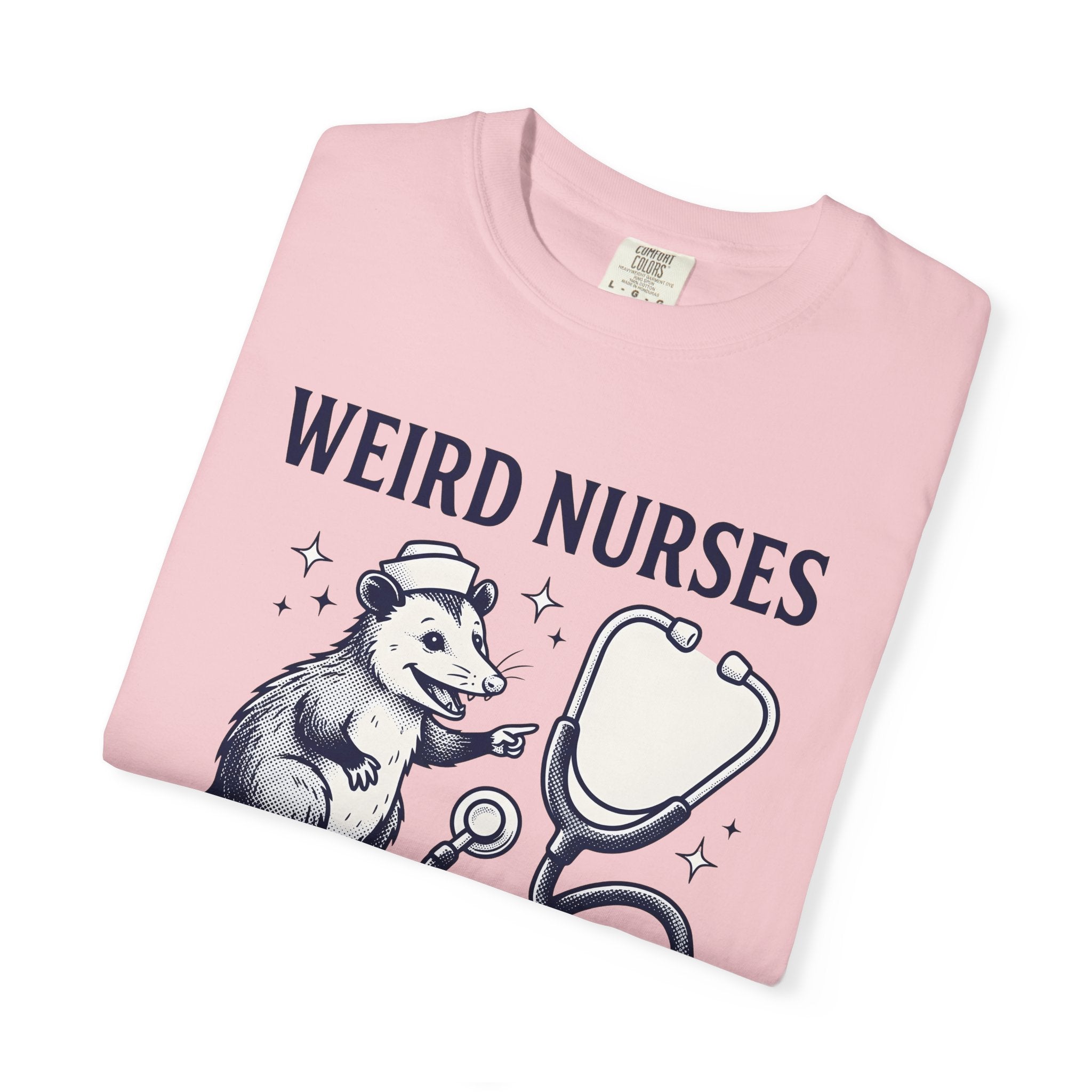 Possum Nurse Shirt Nurses Creatures Gift Women Hand Drawn Tee Opossum T-Shirt Nurse Enthusiast Illustrated Graphic Animal Illustration Line