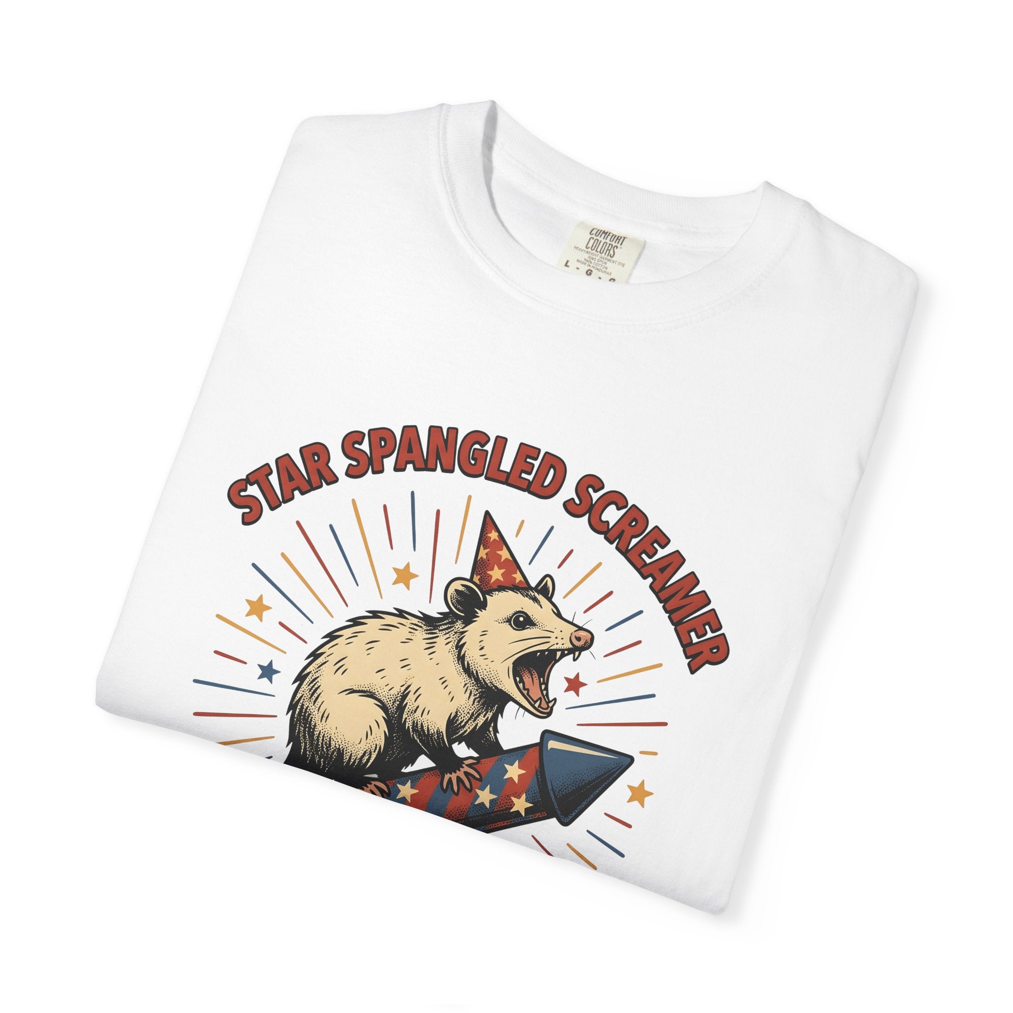 Possum Rocket Shirt 4th Of July Animal Gift Women Vintage Tee Opossum T-Shirt Patriot Fan Vintage Tshirt Creature Graphic Retro Party Hat