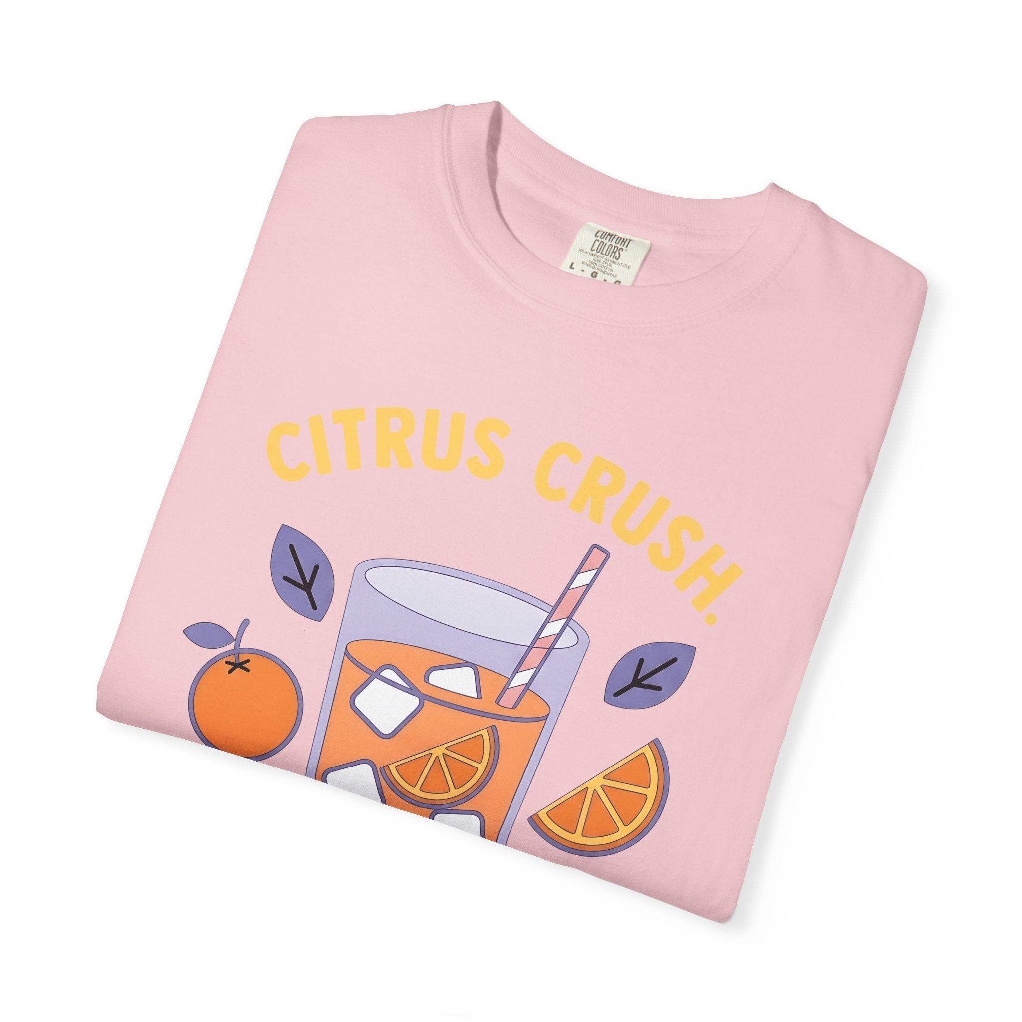 Orange Drink Shirt Drinks Summer Gift Women Bold Graphic Tee Orange Juice T-Shirt Beverage Fan Graphic Design Vacation Graphic Retro Ice