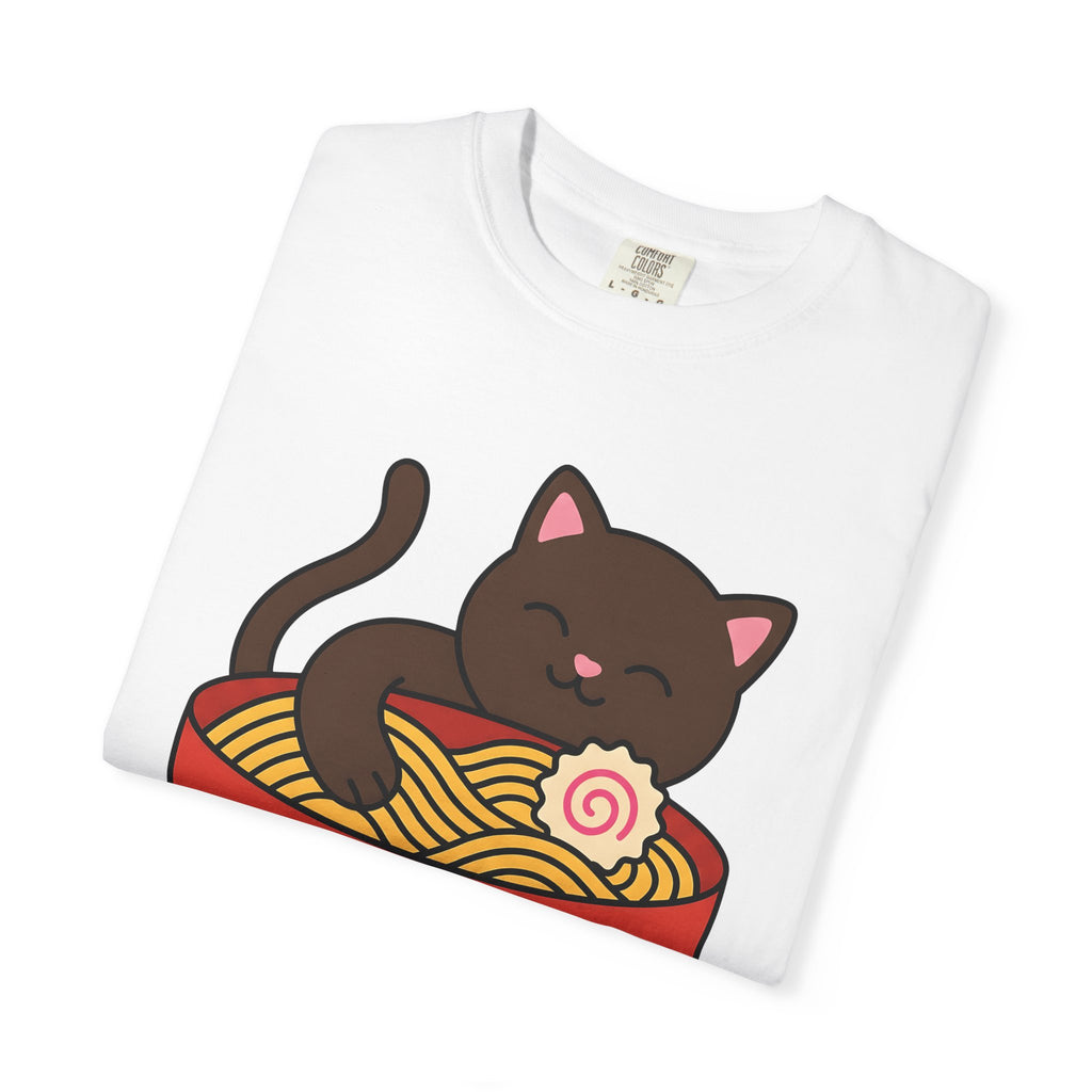 Feline Ramen Dish Shirt Cat Meals Gift Women Chibi Tee Ramen Bowl T-Shirt Kitty Fan Cute Tshirt Food Graphic Animation Spaghetti Tshirt