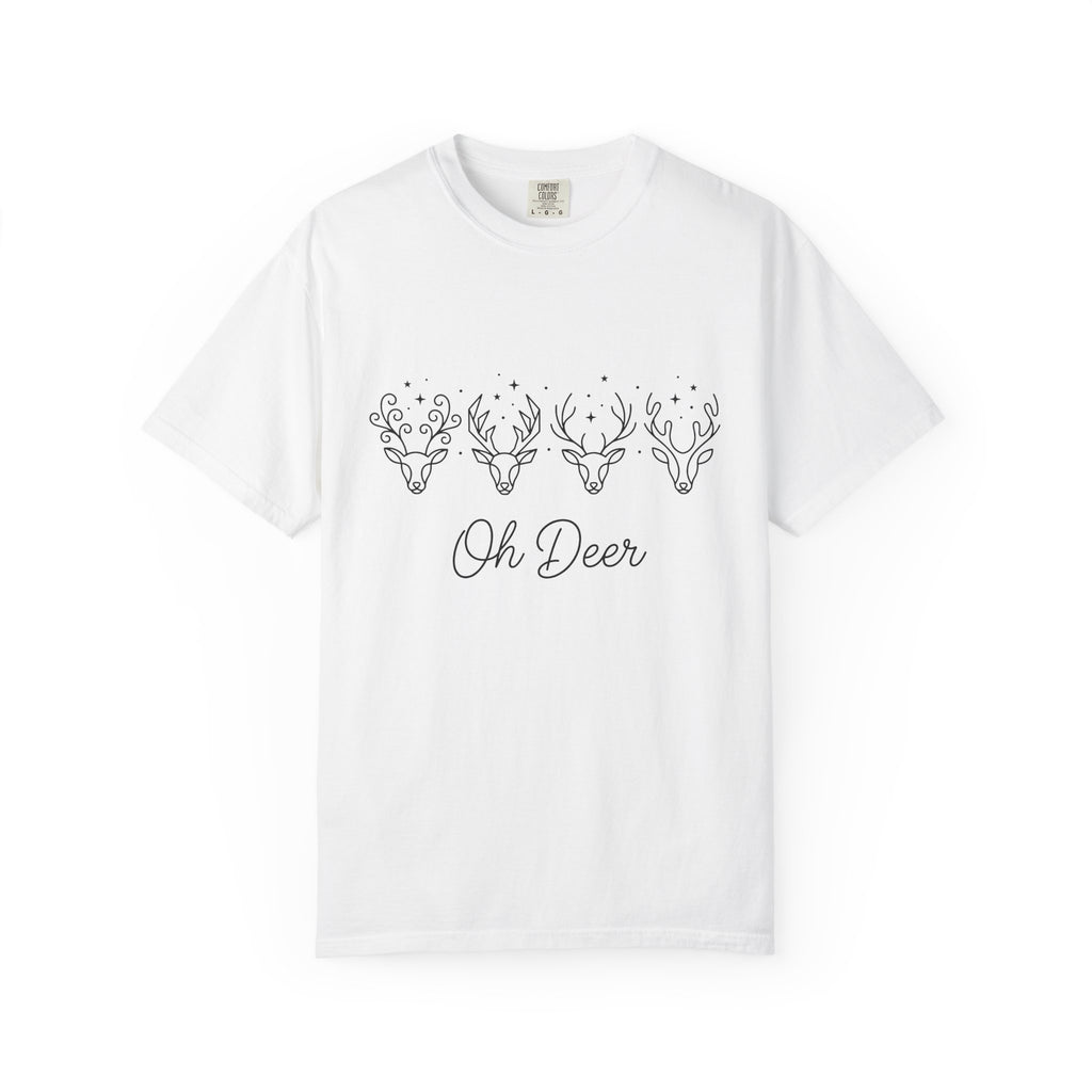 Elk Heads Shirt Christmas Fauna Gift Women Contemporary Tee Moose T-Shirt Xmas Fan Modern Tshirt Wildlife Graphic Contour Star Symbols