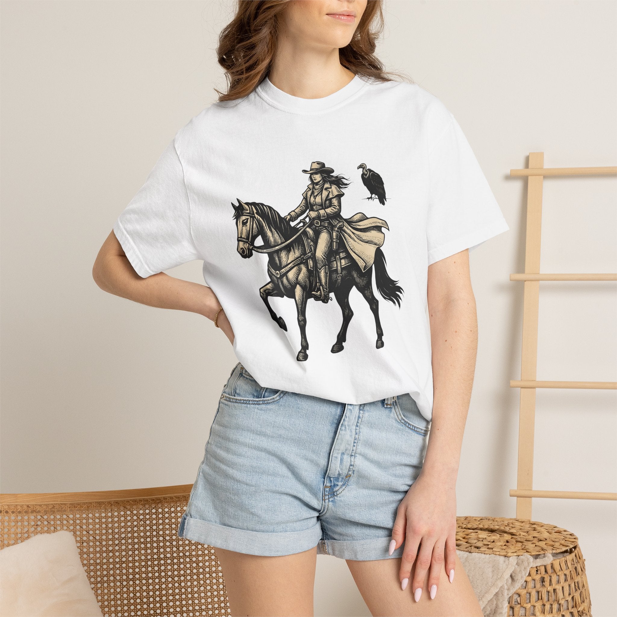 Cowgirl Horse Shirt Cowgirl Equestrian Gift Women Hand Drawn Tee Horseback T-Shirt Cowgirl Fan Handdrawn Tshirt Horse Riding Graphic Country