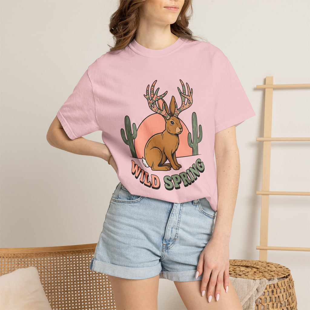 Jackalope Drawing Shirt Easter Critter Gift Women Hippie Tee Jackrabbit T-Shirt Spring Fan Retro Tshirt Creature Graphic Classic Prickly