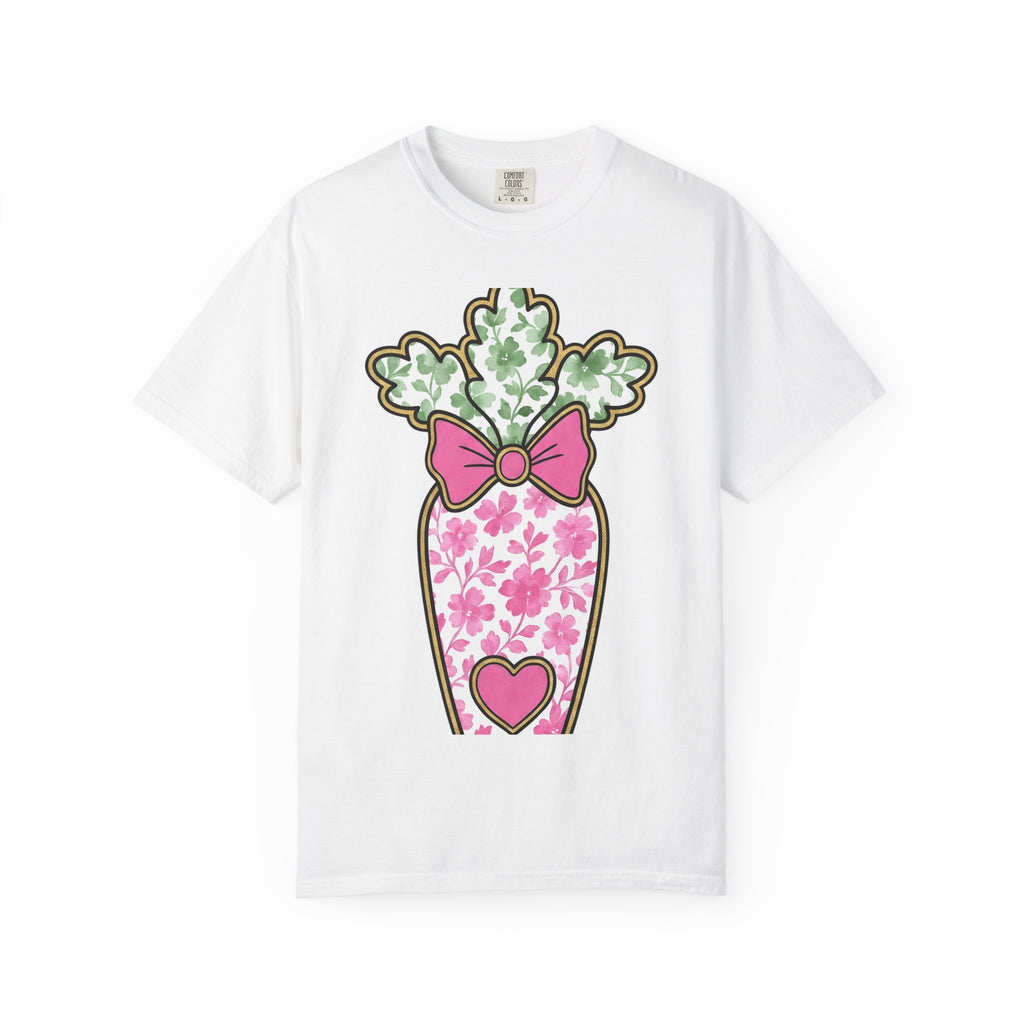 Floral Carrot Shirt Easter Spring Gift Women Kawaii Tee Carrot T-Shirt Easter Fan Root Vegetable Graphic Tshirt Vintage Bow Tshirt
