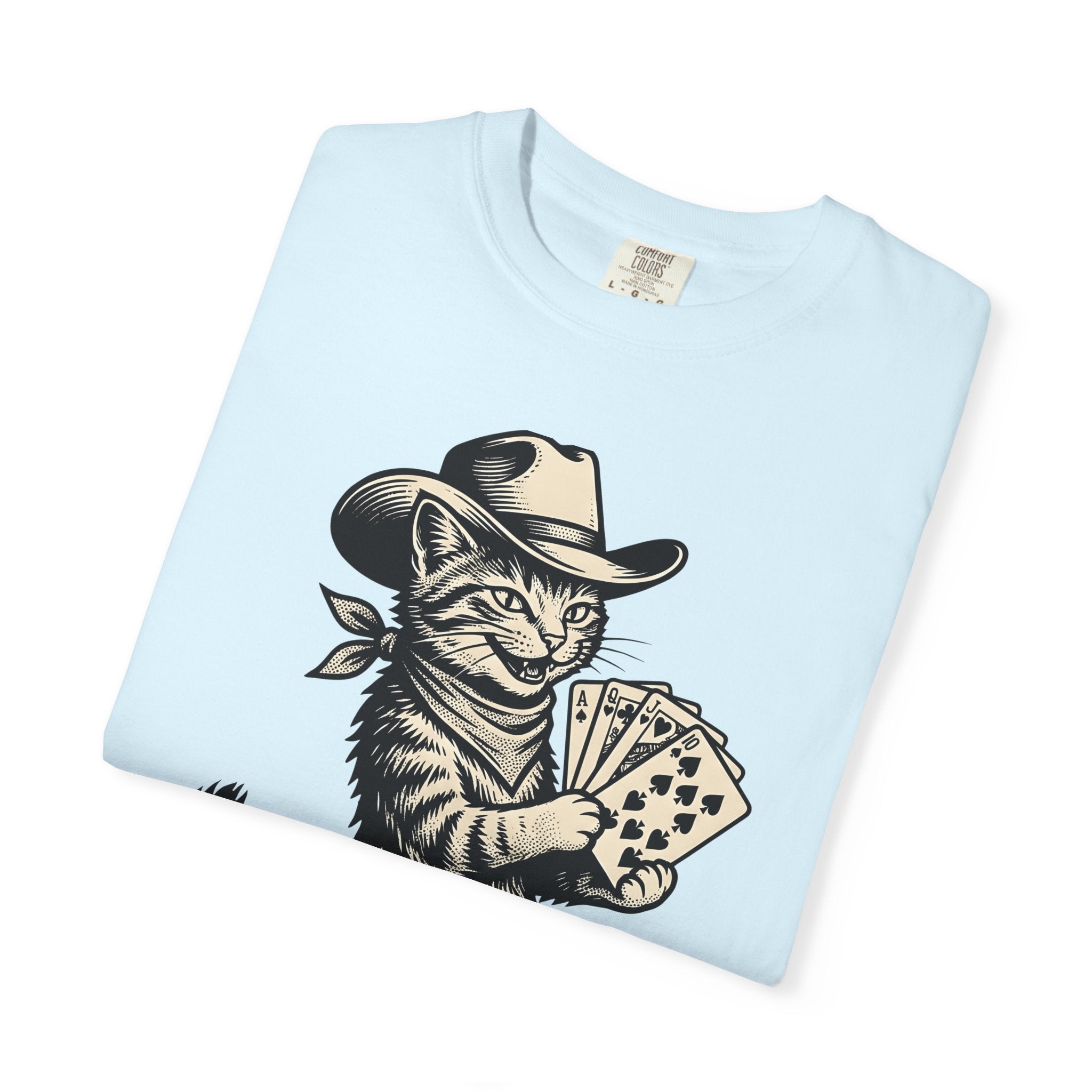 Country Cat Shirt Cat Frontier Gift Women Antique Tee Kitty T-Shirt Feline Fan Vintage Tshirt Western Graphic Outline Playing Card Tshirt