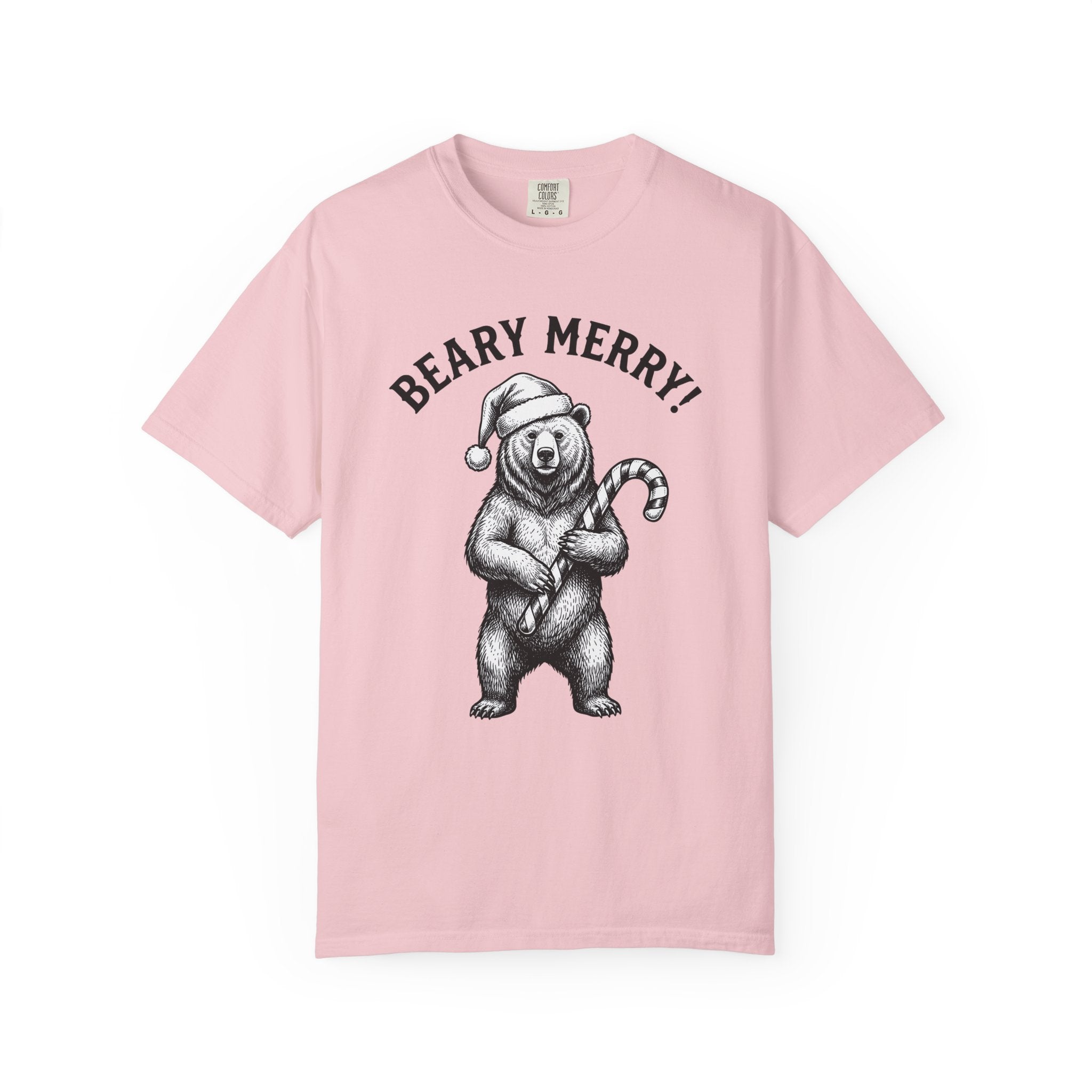 Bear Santa Hat Shirt Christmas Animal Gift Women Hand Drawn Tee Teddy T-Shirt Xmas Fan Illustrated Tshirt Wildlife Graphic Vintage Candy