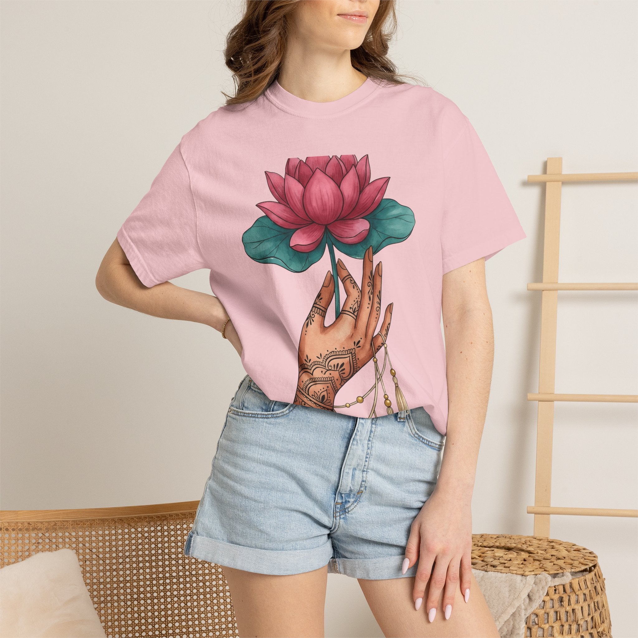 Lotus Fingers Shirt Boho Chic Spirituality Gift Women Tribal Tee Lotus T-Shirt Bohemian Enthusiast Ethnic Tshirt Spiritual Graphic Sketch