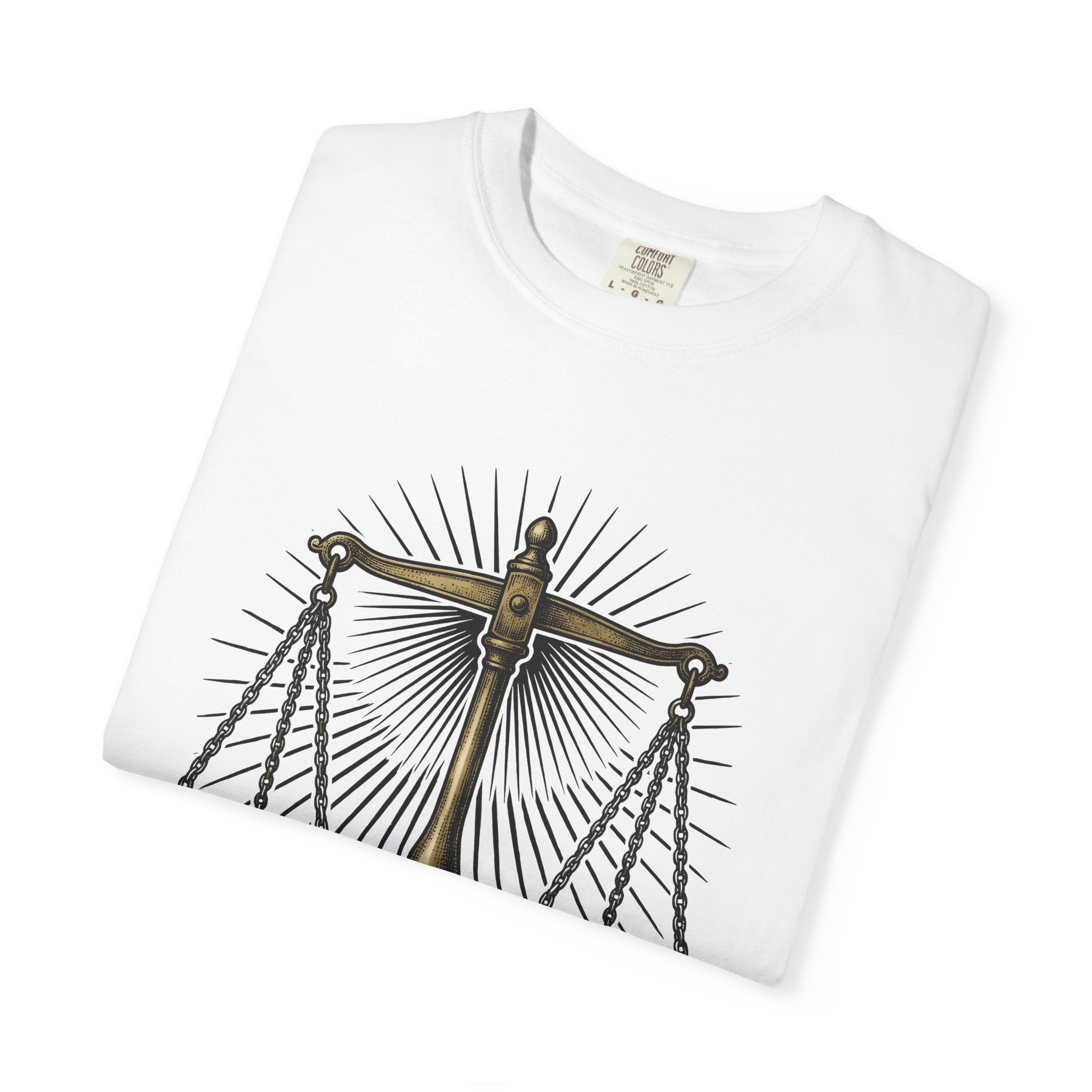 Justice Scales Shirt Justice Lawyer Gift Women Vintage Tee Scale T-Shirt Law Enthusiast Distressed Tshirt Attorney Graphic Retro Sunburst