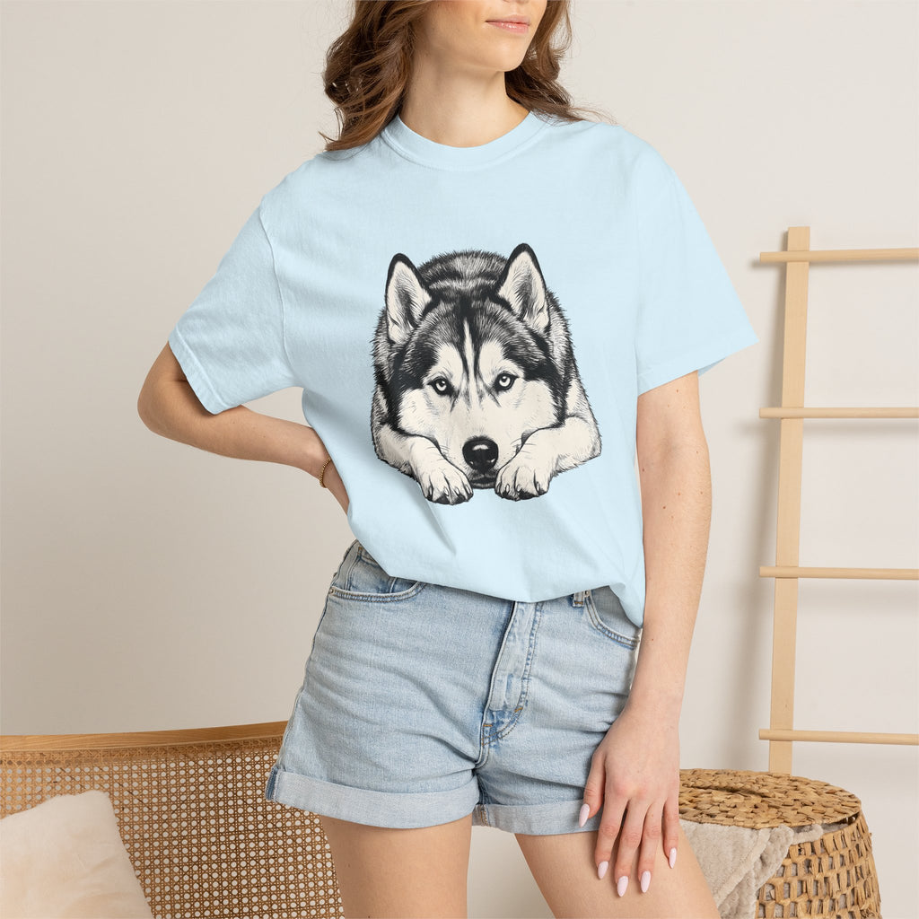 Husky Dog Shirt Dog Pet Gift Women Hand Drawn Tee Siberian Husky T-Shirt Dog Owner Fan Alaskan Malamute Tshirt Pet Graphic Minimalist Animal