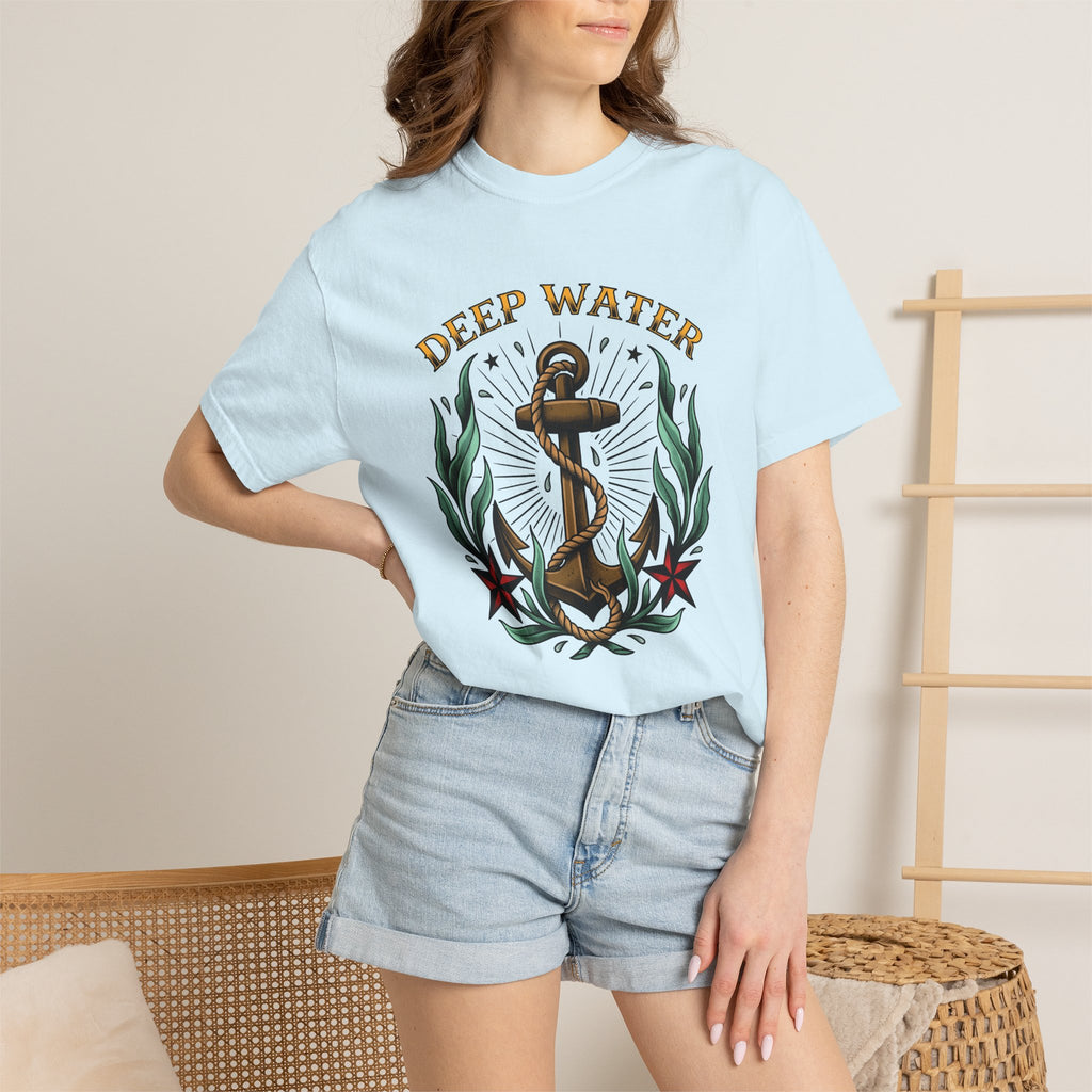 Anchor Bloom Shirt Boho Chic Sailing Gift Women Illustrative Tee Floral T-Shirt Bohemian Fan Hand Drawn Tshirt Nautical Graphic Sketch Line
