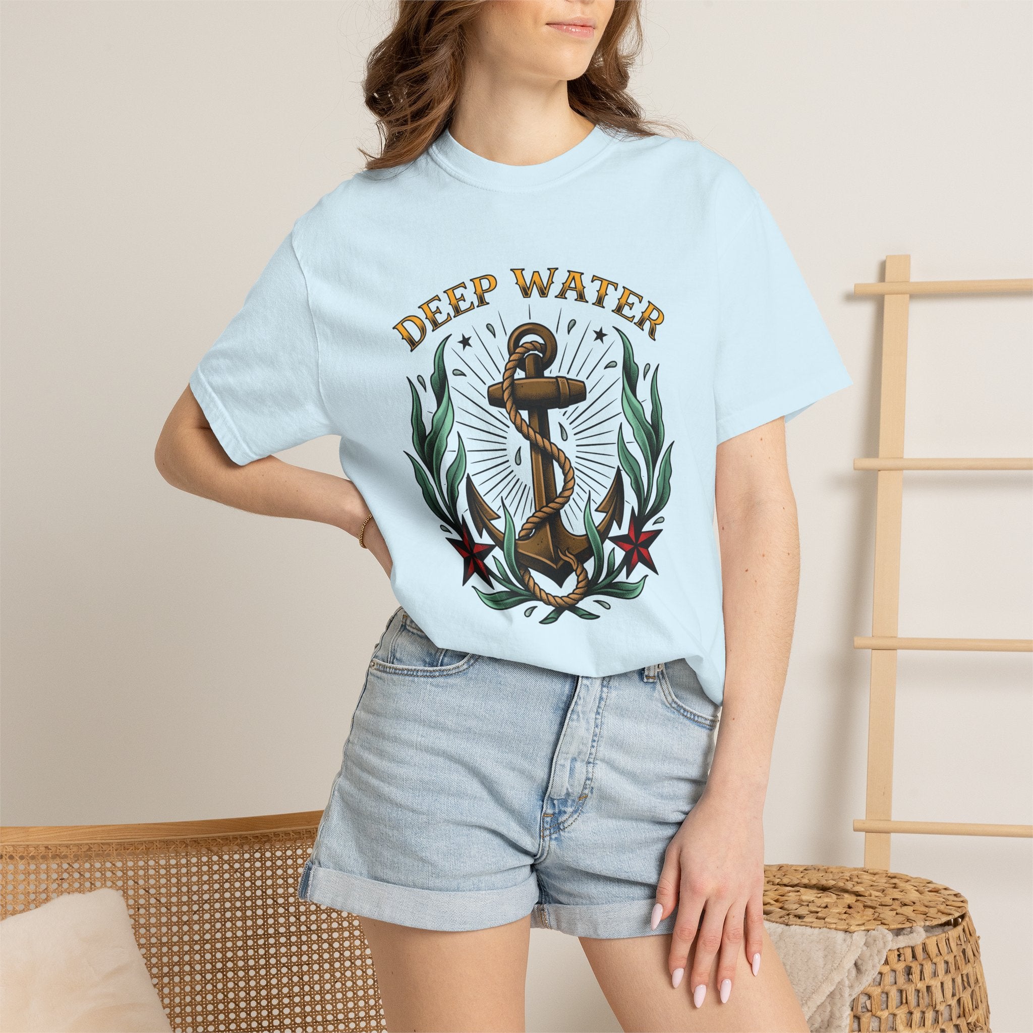 Anchor Bloom Shirt Boho Chic Sailing Gift Women Illustrative Tee Floral T-Shirt Bohemian Fan Hand Drawn Tshirt Nautical Graphic Sketch Line