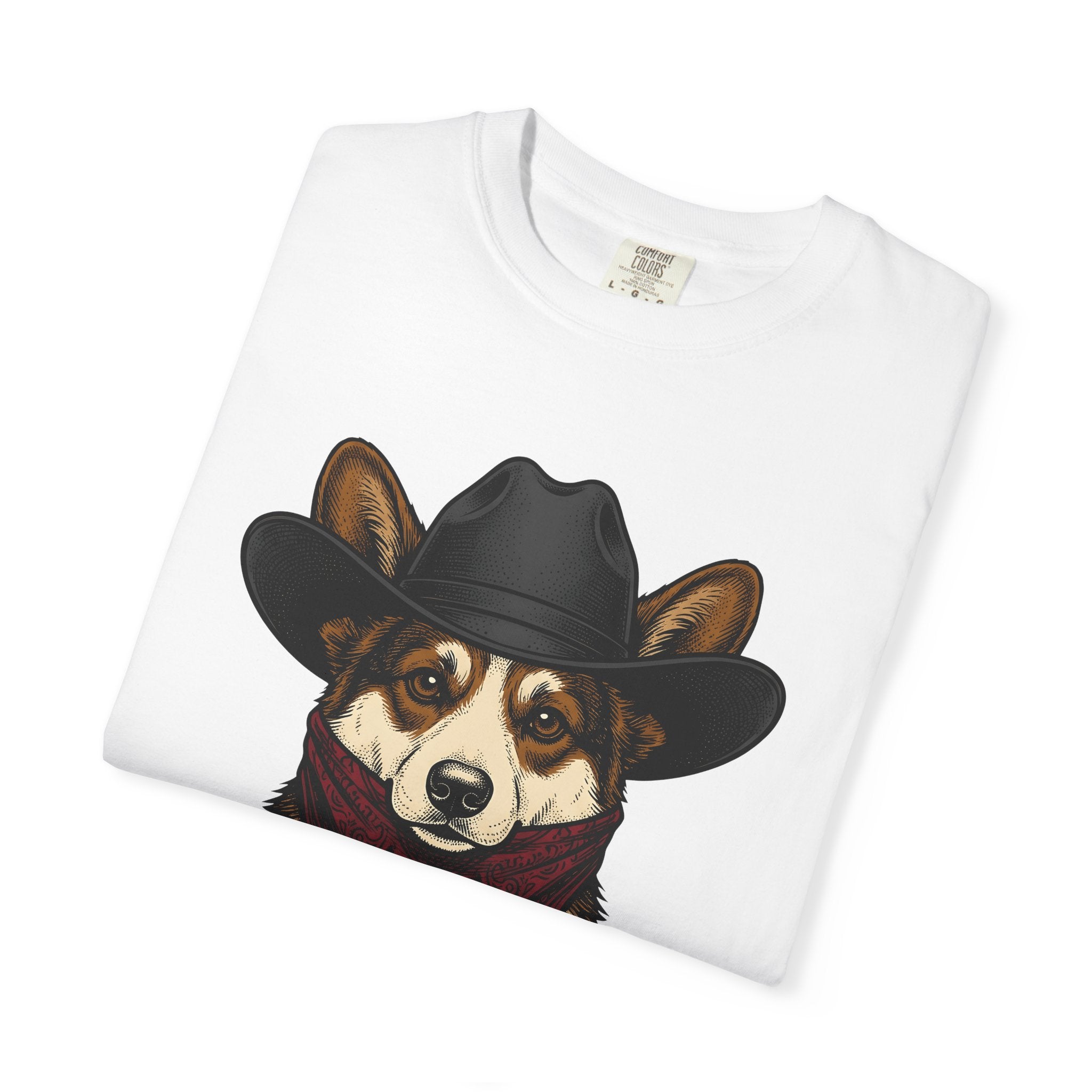 Corgi Cowboy Shirt Dog Western Gift Women Detailed Tee Pembroke Welsh Corgi T-Shirt Dog Fan Realistic Tshirt Rodeo Graphic Vintage Bandana
