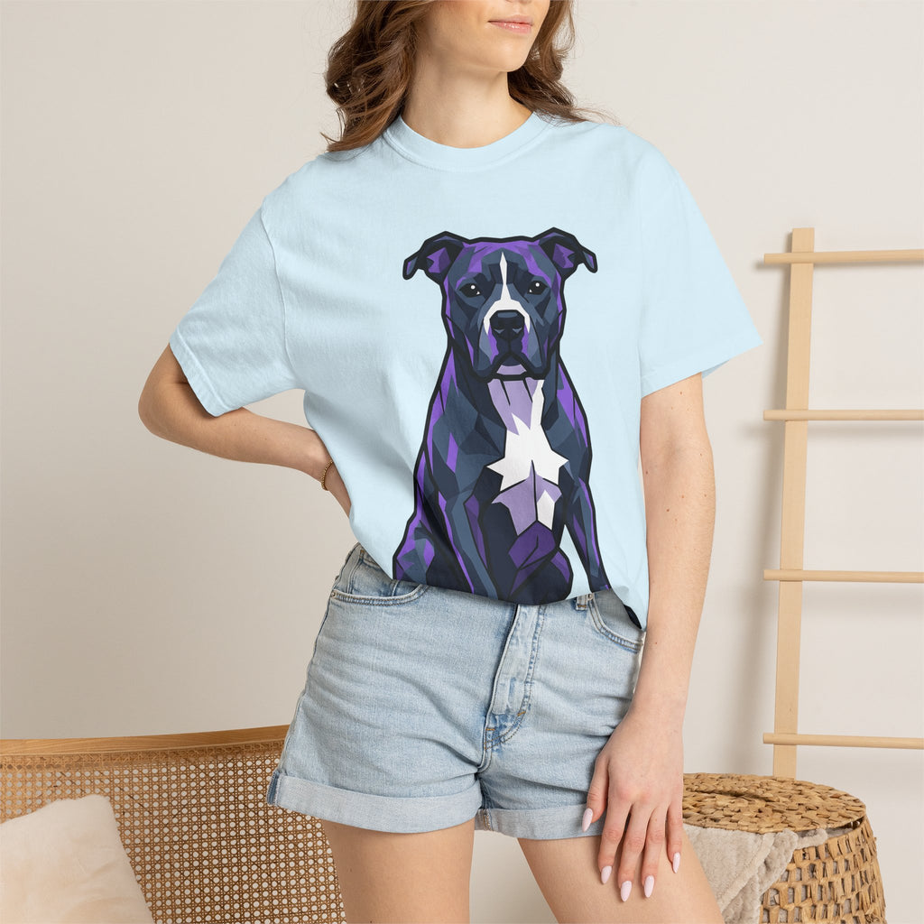 Pitbull Dog Breed Shirt Dog Creature Gift Women Faceted Tee Bulldog T-Shirt Dog Fan Piebald Tshirt Beast Graphic Sleek Star Tshirt