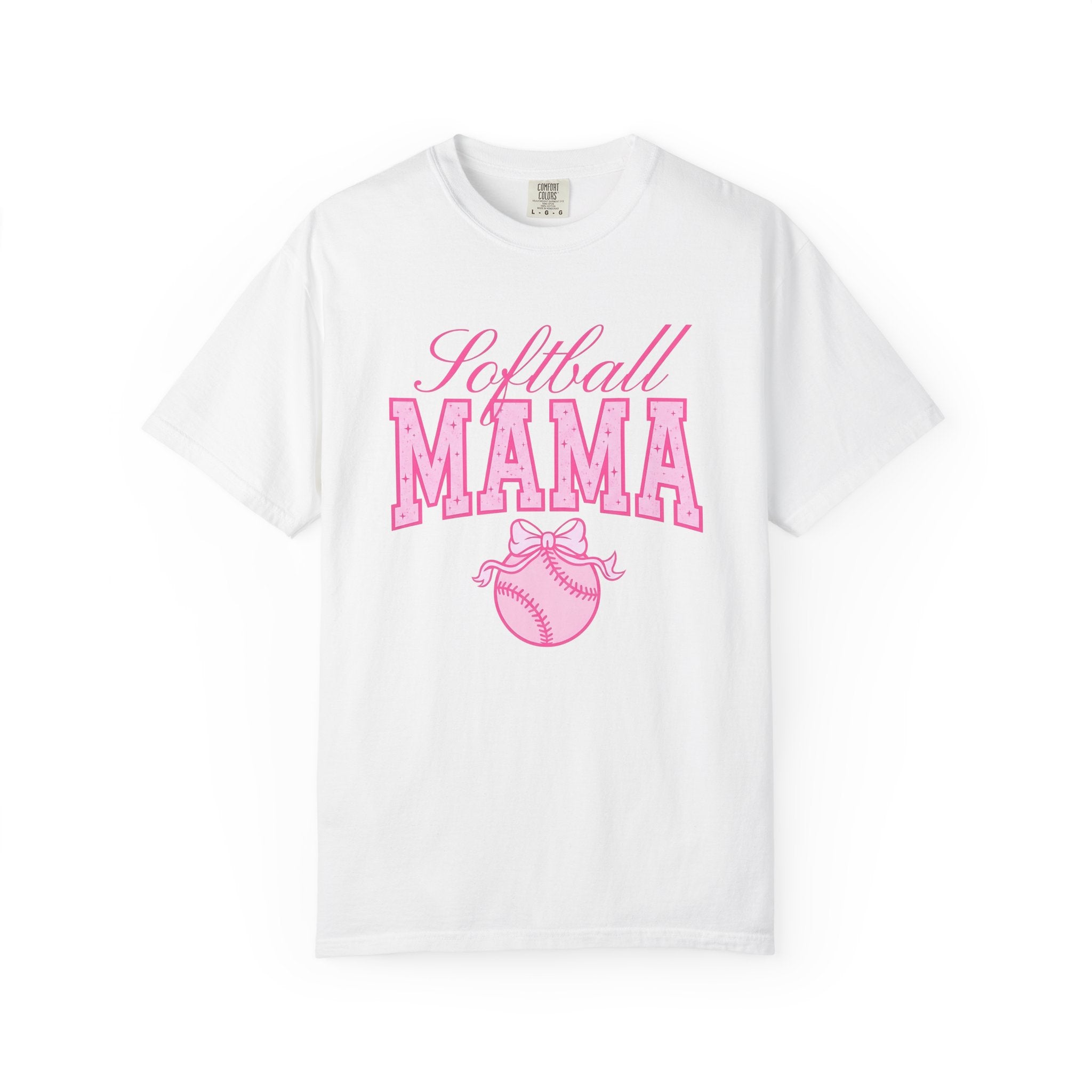 Softball Ball Bow Shirt Moms Sports Gift Women Sporty Tee Softball T-Shirt Mom Fan Athletic Tshirt Sports Graphic Retro Stars Tshirt