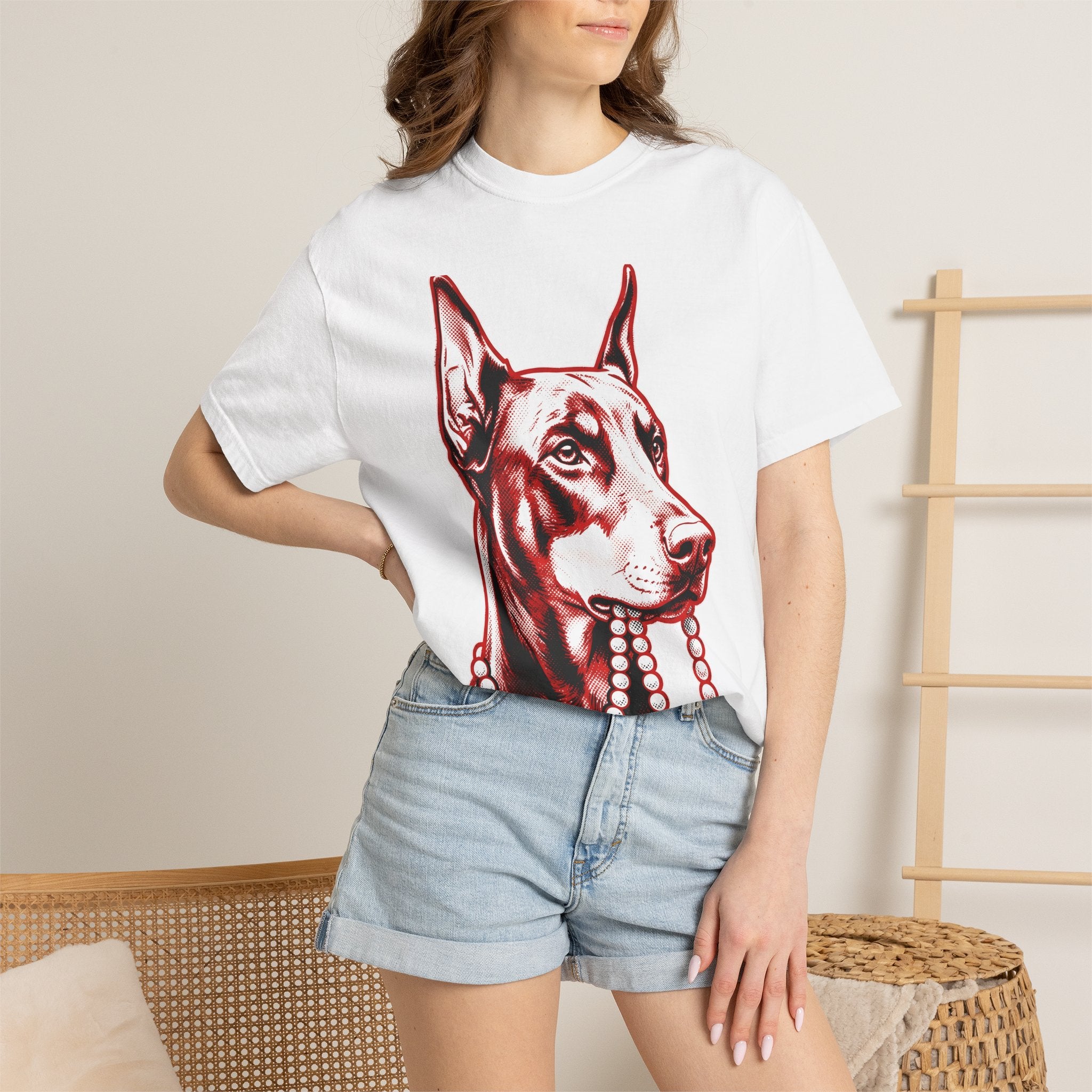 Doberman Pet Shirt St Valentines Day Animals Gift Women Old School Tattoo Tee Dobermann T-Shirt Valentine Fan Traditional Tshirt Creature