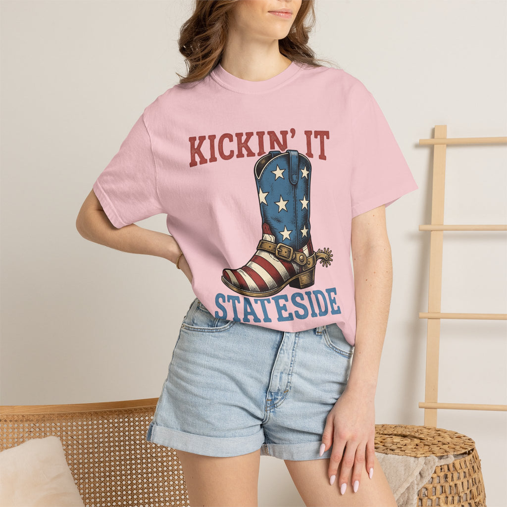 Leather Boot Shirt America Country Gift Women Farmhouse Tee Boot T-Shirt Patriot Fan Rustic Tshirt Rural Graphic Old School Star Design
