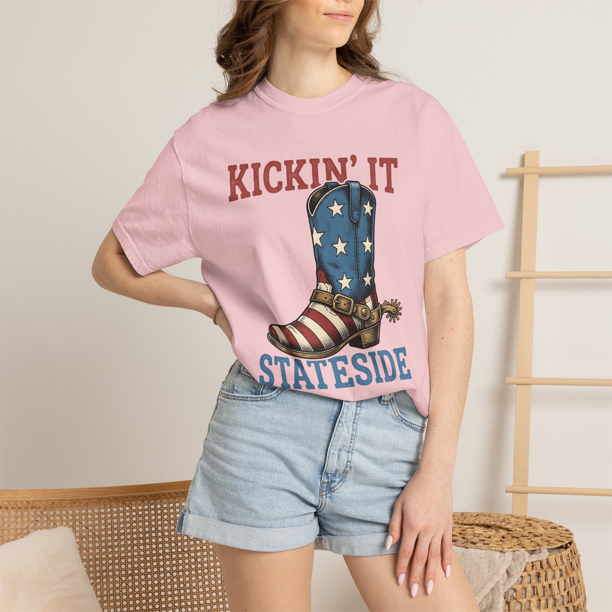 Leather Boot Shirt America Country Gift Women Farmhouse Tee Boot T-Shirt Patriot Fan Rustic Tshirt Rural Graphic Old School Star Design