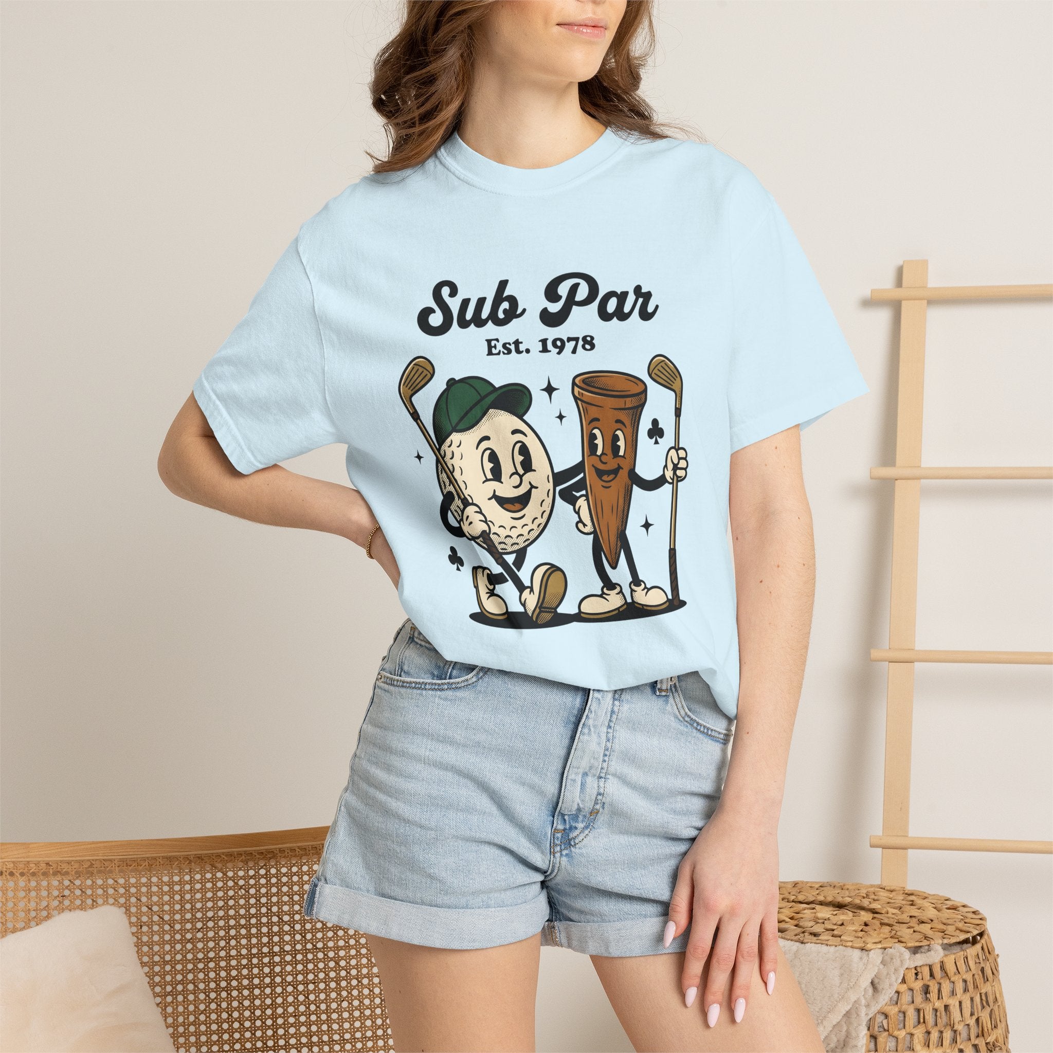 Golf Tee Ball Shirt Golf Satire Gift Women Animated Tee Golf Ball T-Shirt Golfer Fan Cartoon Tshirt Parody Graphic Hand Drawn Golf Driver