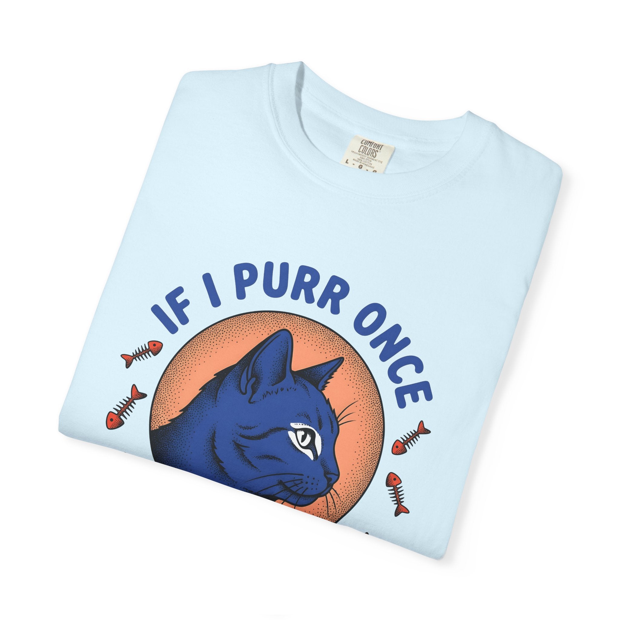 Blue Feline Artwork Shirt Cat Comedy Gift Women Colorful Tee Cat T-Shirt Cat Fan Fancy Tshirt Humor Graphic Classic Fish Spine Tshirt
