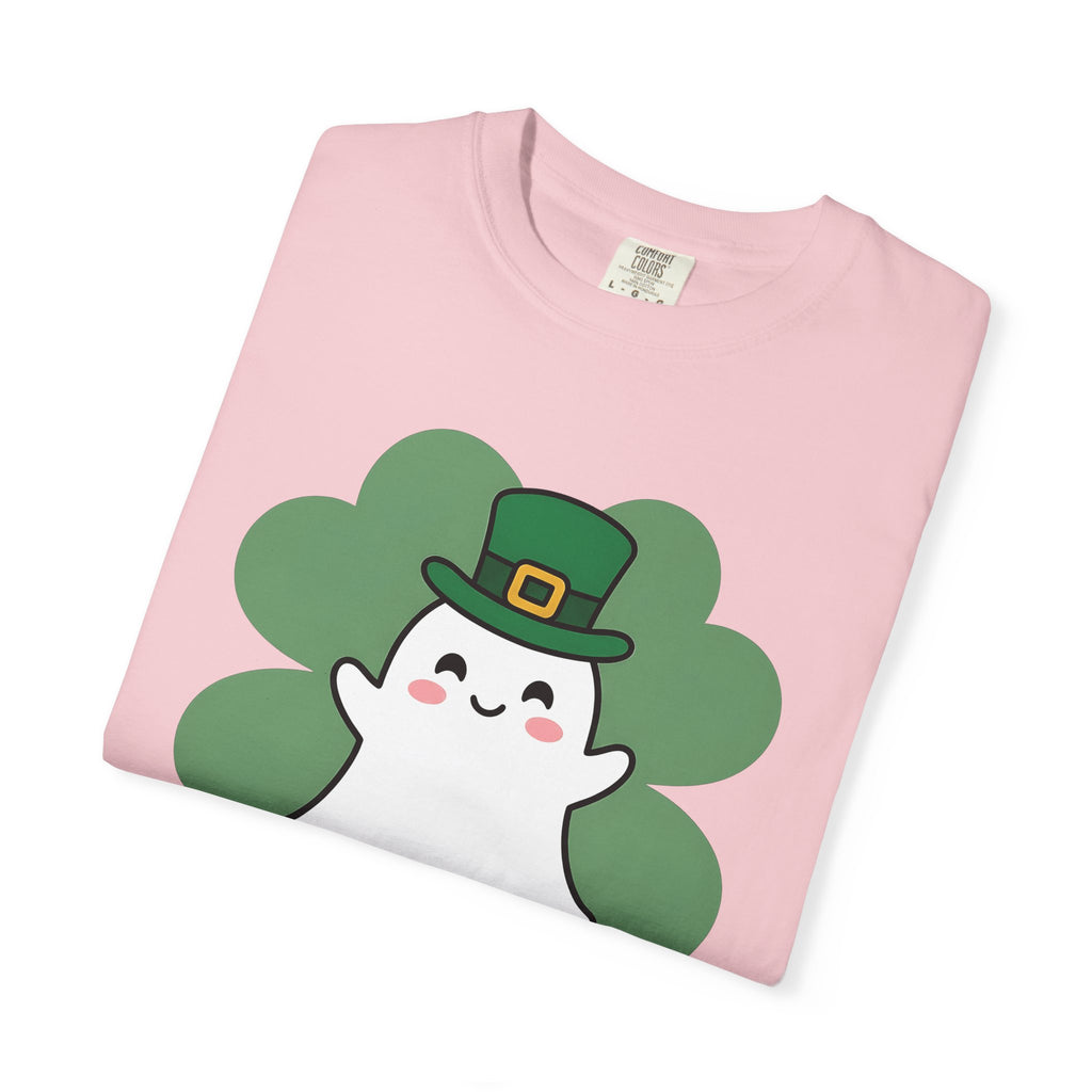 Ghost Clover Shirt St Patrick's Day Halloween Gift Women Kawaii Tee Shamrock T-Shirt Luck Fan Cute Tshirt Spooky Graphic Cartoon Leprechaun