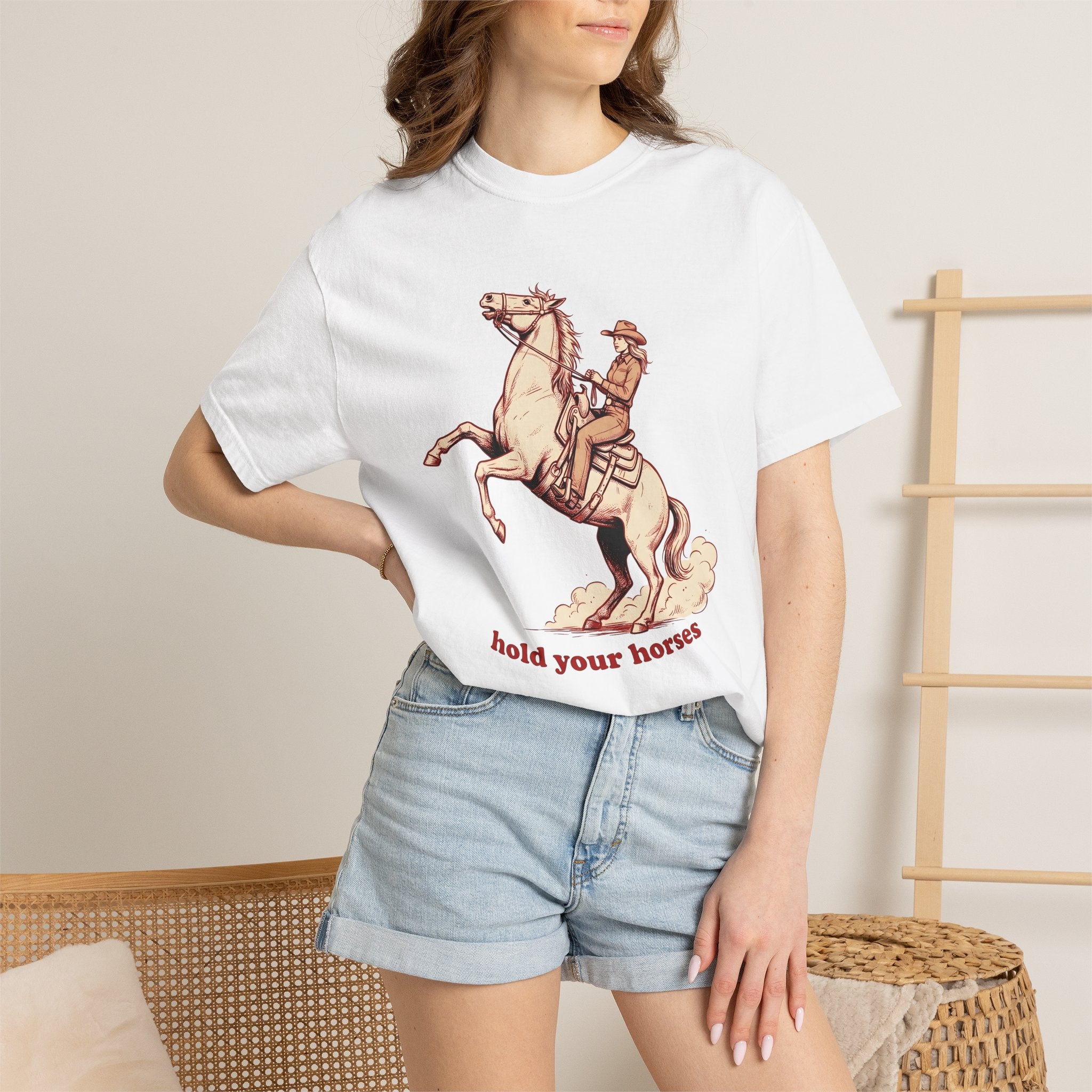 Cowgirl Horse Shirt Cowgirl Rodeo Gift Women Hand Drawn Tee Horseback T-Shirt Cowgirl Fan Illustrated Tshirt Rodeo Graphic Cartoon Dust