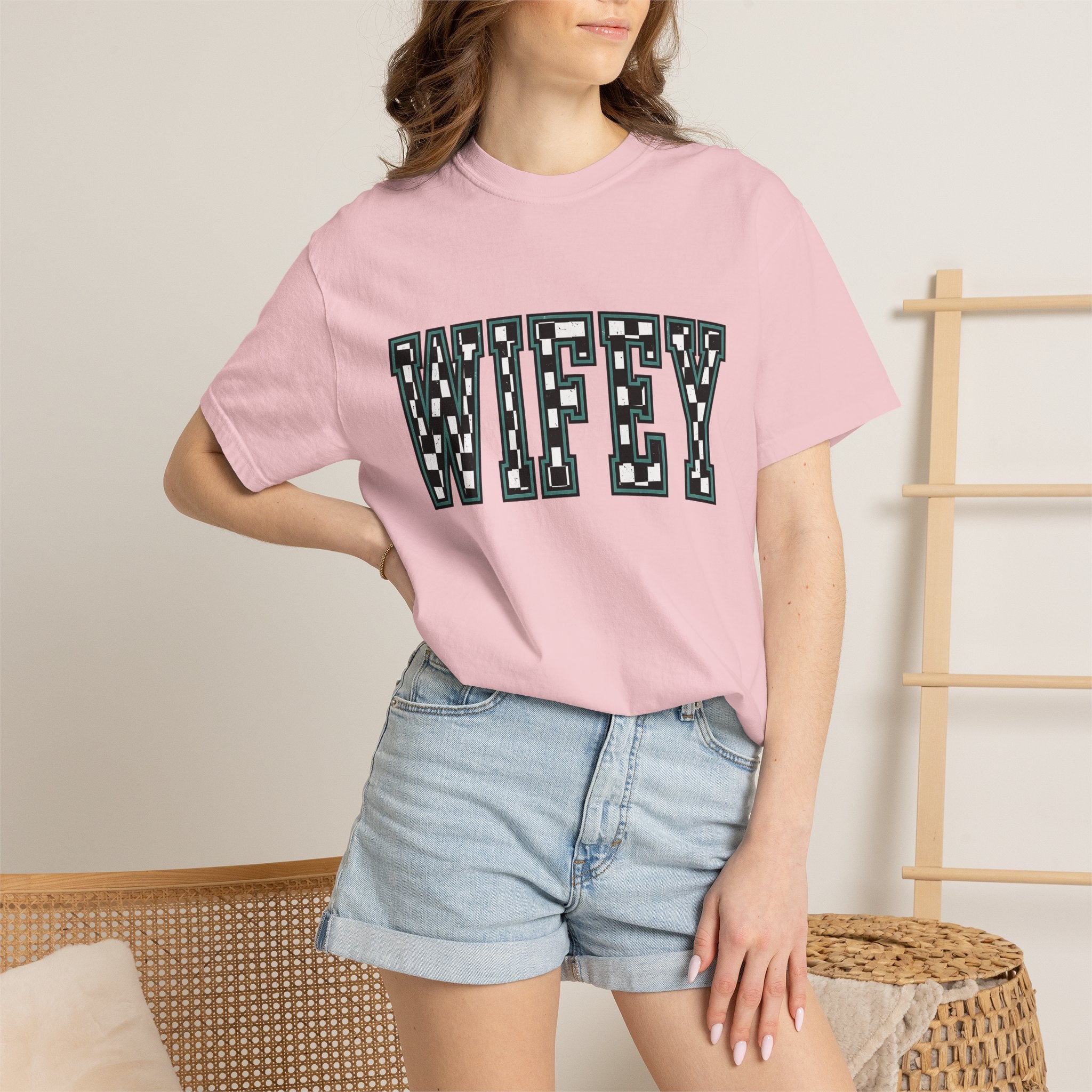 Varsity Check Text Shirt Wife Nuptials Gift Women Heavy Tee Check Text T-Shirt Bride Fan Grunge Tshirt Wedding Graphic Old School Checker