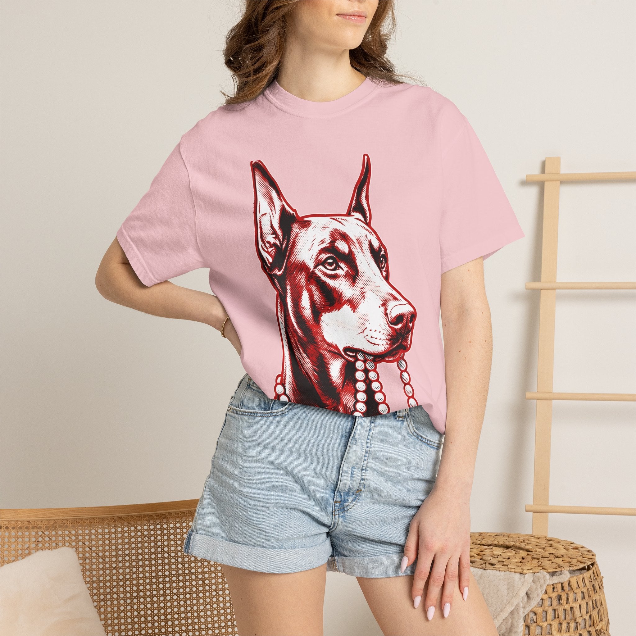 Doberman Pet Shirt St Valentines Day Animals Gift Women Old School Tattoo Tee Dobermann T-Shirt Valentine Fan Traditional Tshirt Creature