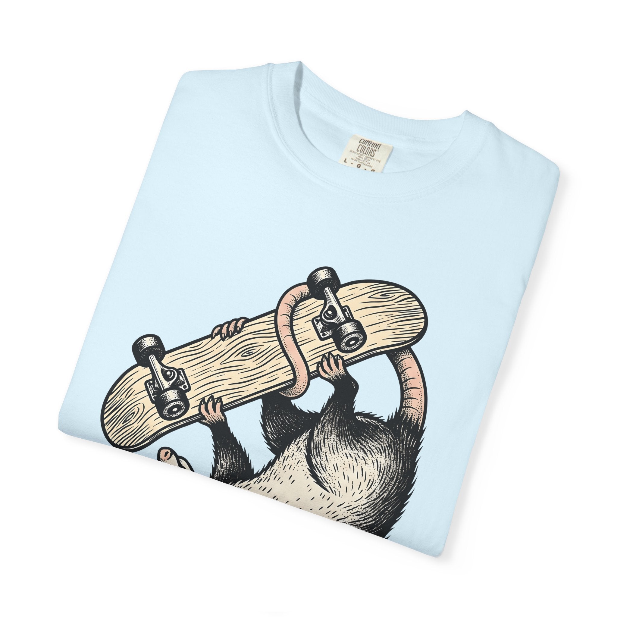Night Possum Skateboard Shirt Animals Action Sports Gift Women Cartoon Tee Possum T-Shirt Wildlife Enthusiast Toon Tshirt Extreme Sports