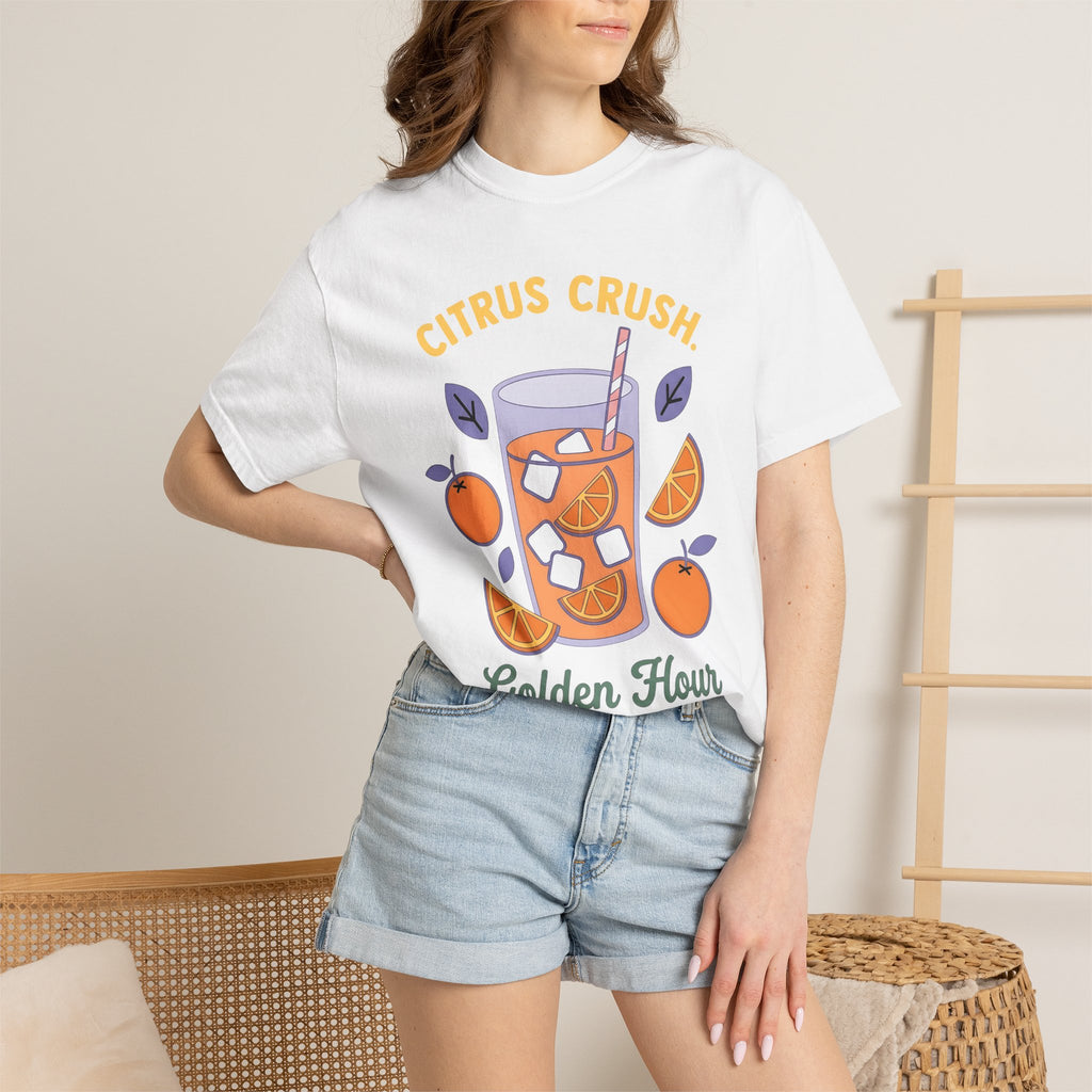 Orange Drink Shirt Drinks Summer Gift Women Bold Graphic Tee Orange Juice T-Shirt Beverage Fan Graphic Design Vacation Graphic Retro Ice