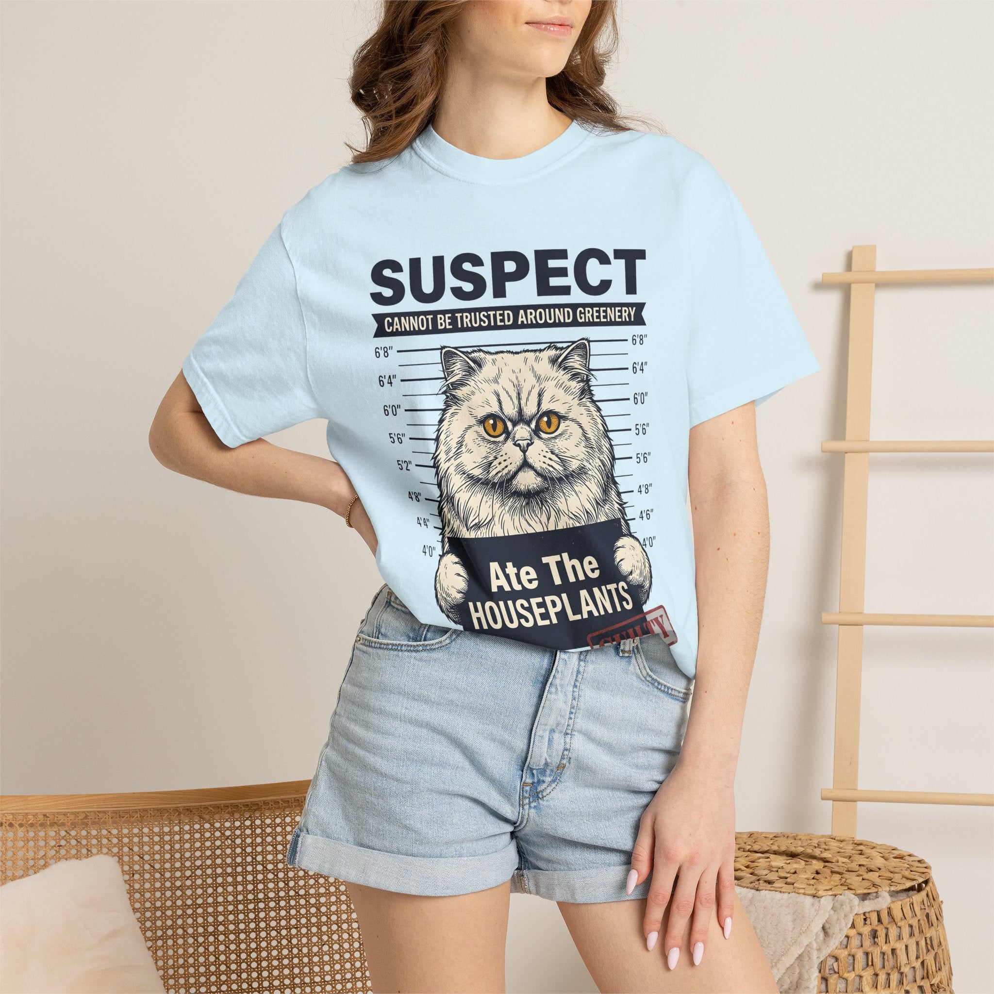 Fluffy Cat Shirt Cat Humor Gift Women Vintage Tee Kitten T-Shirt Feline Fan Retro Tshirt Funny Graphic Hand Drawn Mugshot Tshirt