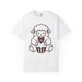 Lamb Dessert Shirt Cute Critter Gift Women Comic Tee Pastry T-Shirt Kawaii Fan Cartoon Tshirt Creature Graphic Sleek Knot Tshirt
