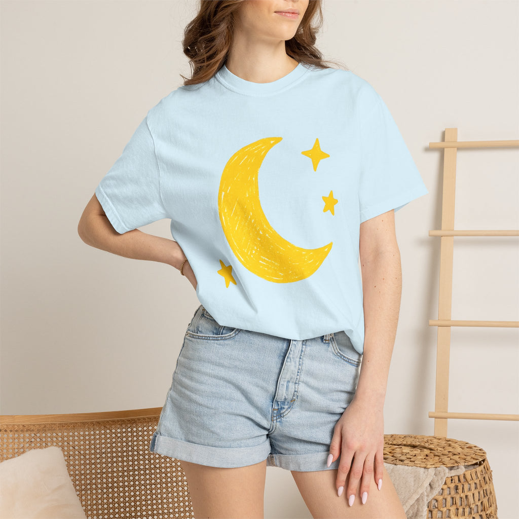 Crescent Moon Shirt Boho Chic Planets Gift Women Cartoon Tee Moon T-Shirt Bohemian Fan Cartoon Tshirt Galaxy Graphic Basic Stars Tshirt