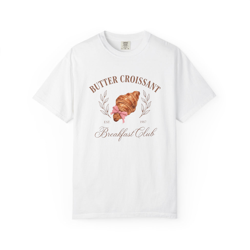 Flaky Croissant Shirt Desserts Pastry Gift Women Hand Painted Tee Croissant T-Shirt Dessert Fan Watercolor Tshirt Bakery Graphic Rustic Pink