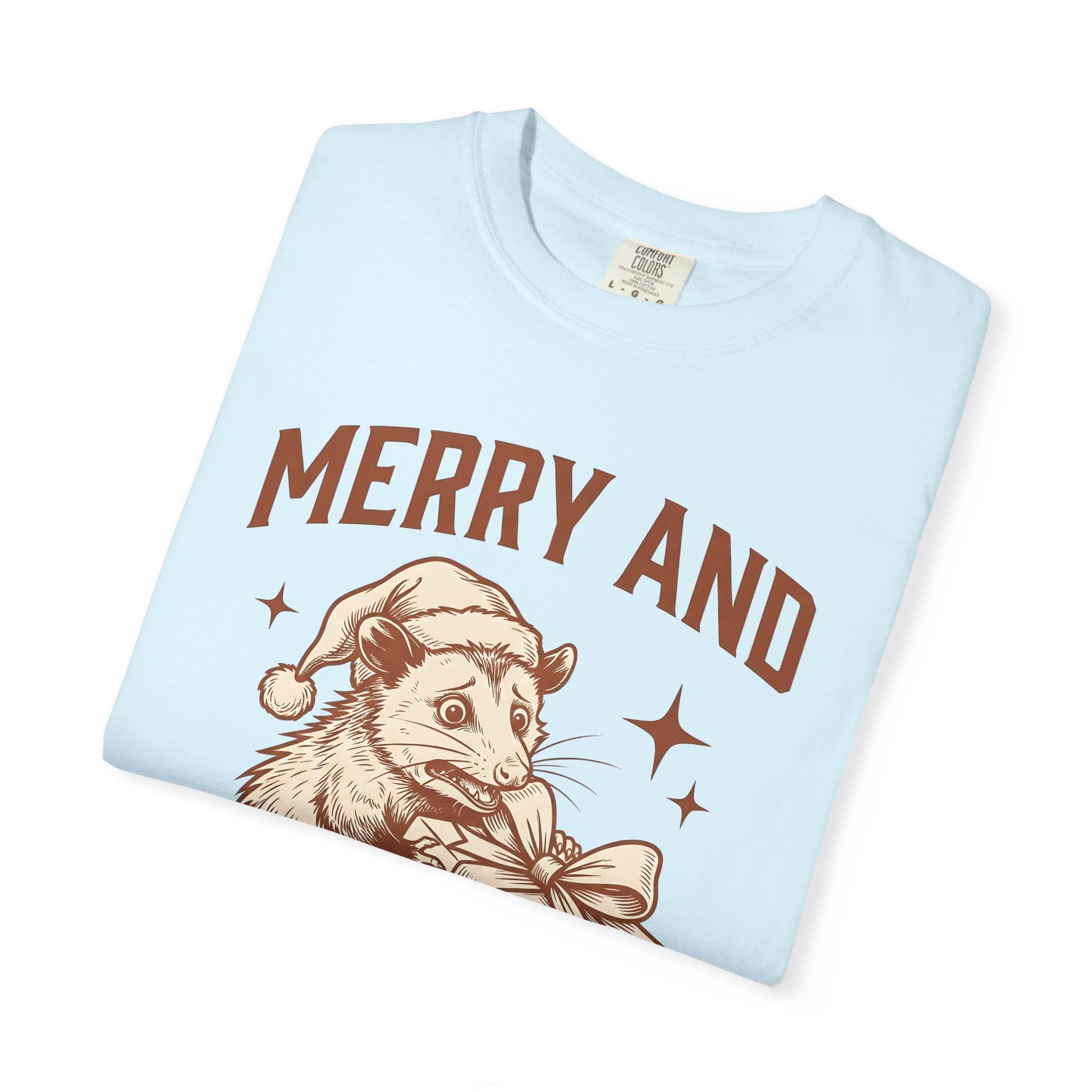 Possum Present Shirt Christmas Creatures Gift Women Cartoon Tee Opossum T-Shirt Xmas Fan Opossum Tshirt Animal Graphic Doodle Santa Cap