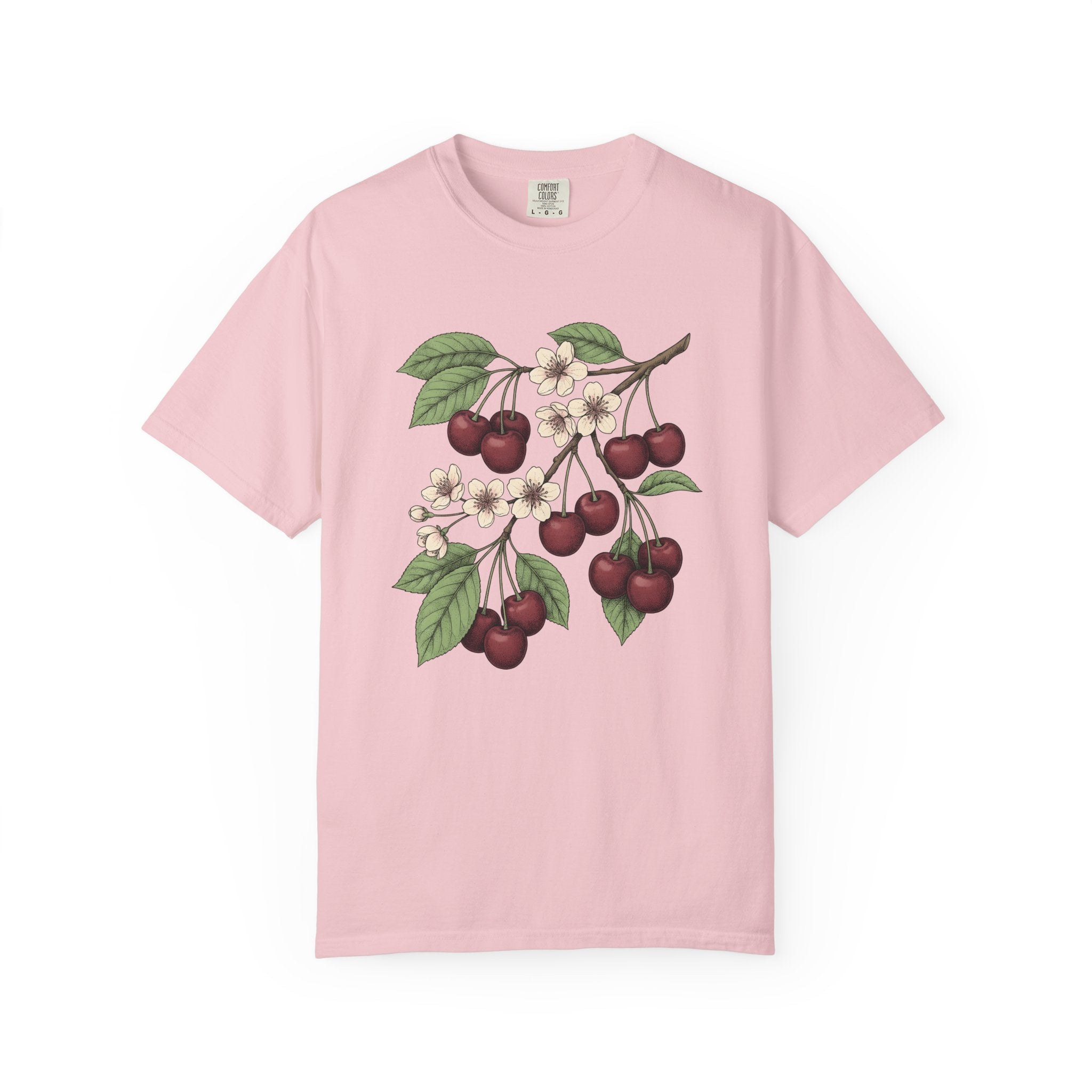 Cherry Sprig Shirt Fruit Plant Gift Women Garden Art Tee Cherry Branch T-Shirt Fruit Fan Botanical Tshirt Floral Graphic Sketch Bud Tshirt