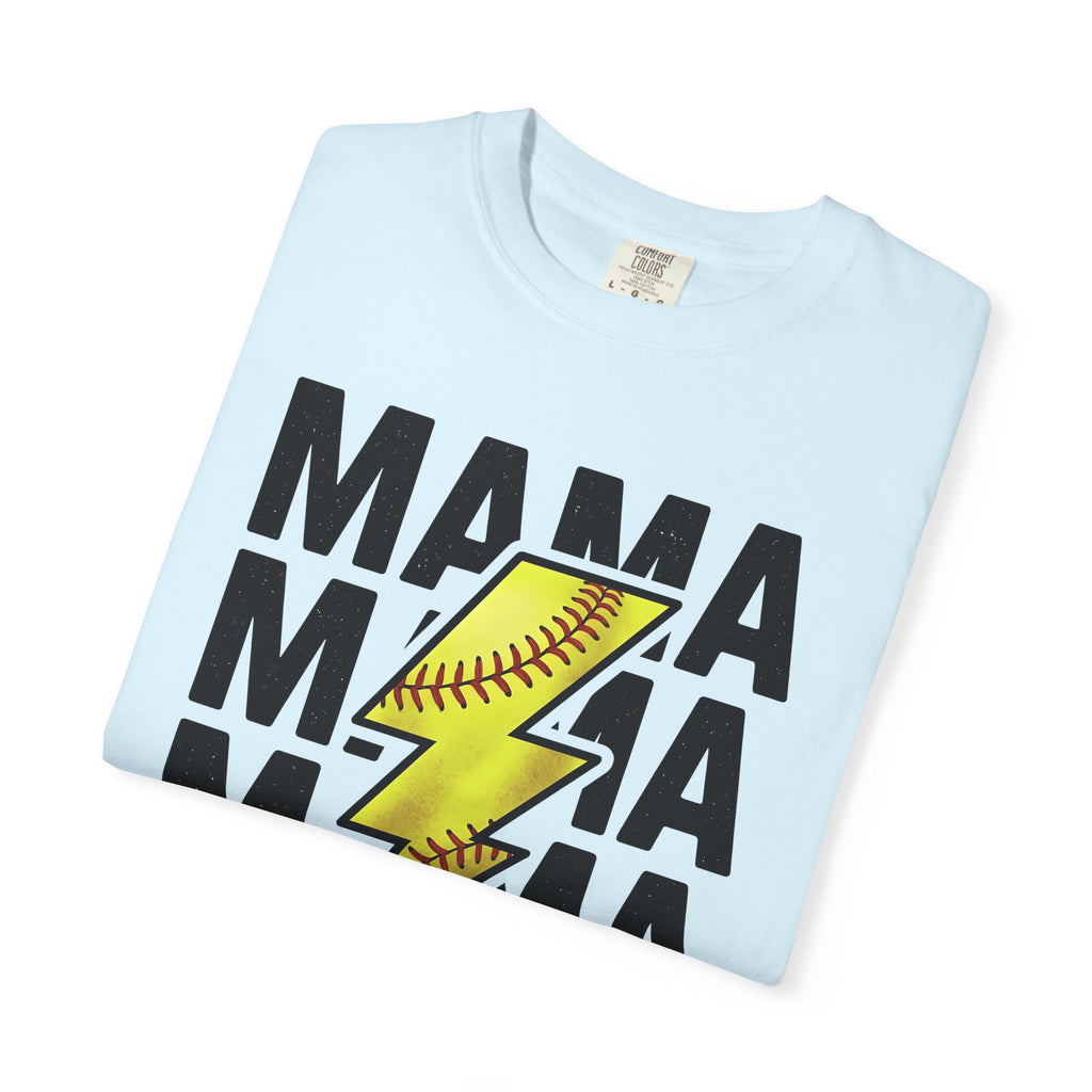 Softball Flash Bolt Shirt Moms Workout Gift Women Heavy Tee Fastpitch T-Shirt Mom Enthusiast Grunge Tshirt Fitness Graphic Retro Seam Tshirt