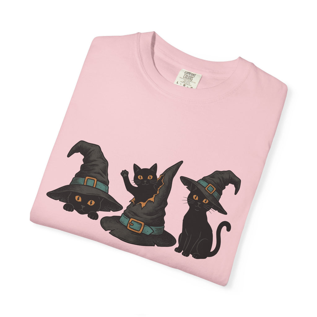 Black Cats Shirt Cat Costume Gift Women Retro Tee Cat T-Shirt Cat Fan Vintage Tshirt Cosplay Graphic Sketch Witch Hats Tshirt