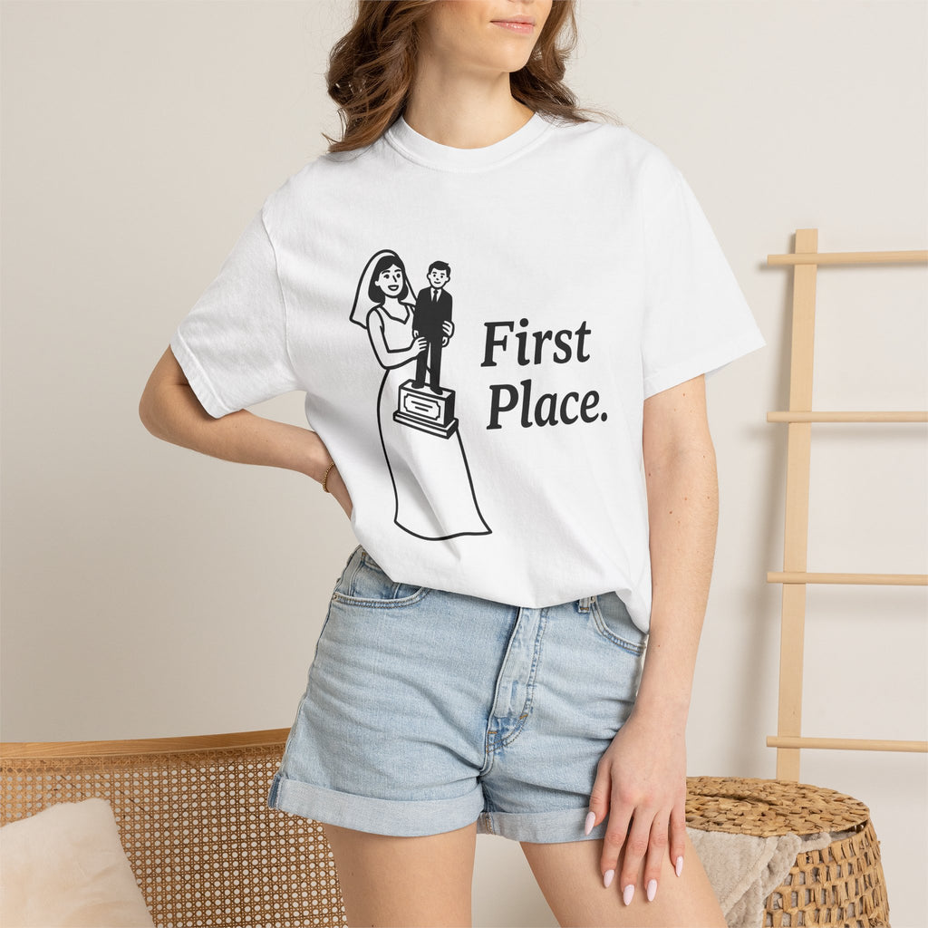 Bride Prize Shirt Funny Matrimony Gift Women Doodle Tee Wedding T-Shirt Humor Fan Cartoon Tshirt Marriage Graphic Sketch Gown Tshirt
