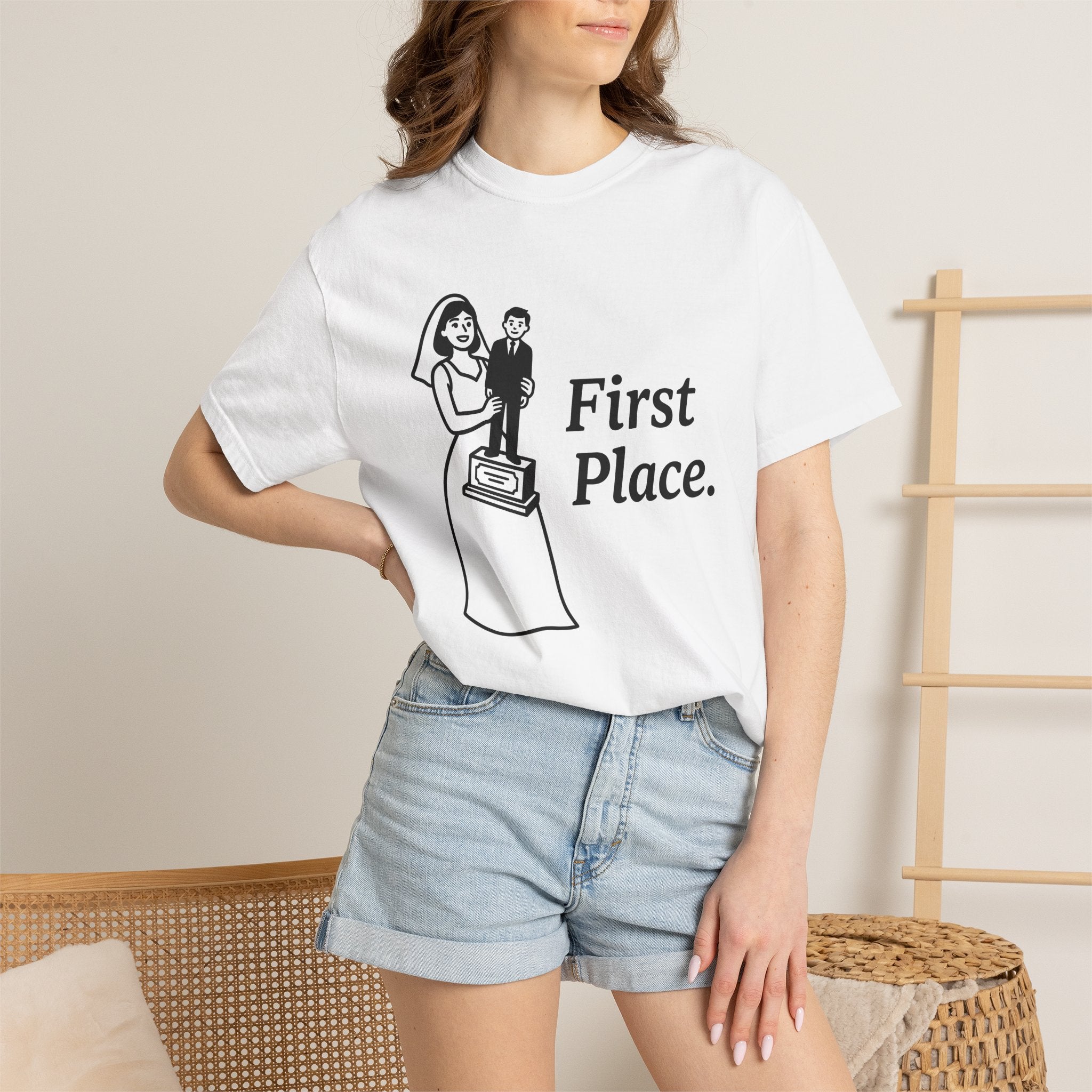 Bride Prize Shirt Funny Matrimony Gift Women Doodle Tee Wedding T-Shirt Humor Fan Cartoon Tshirt Marriage Graphic Sketch Gown Tshirt