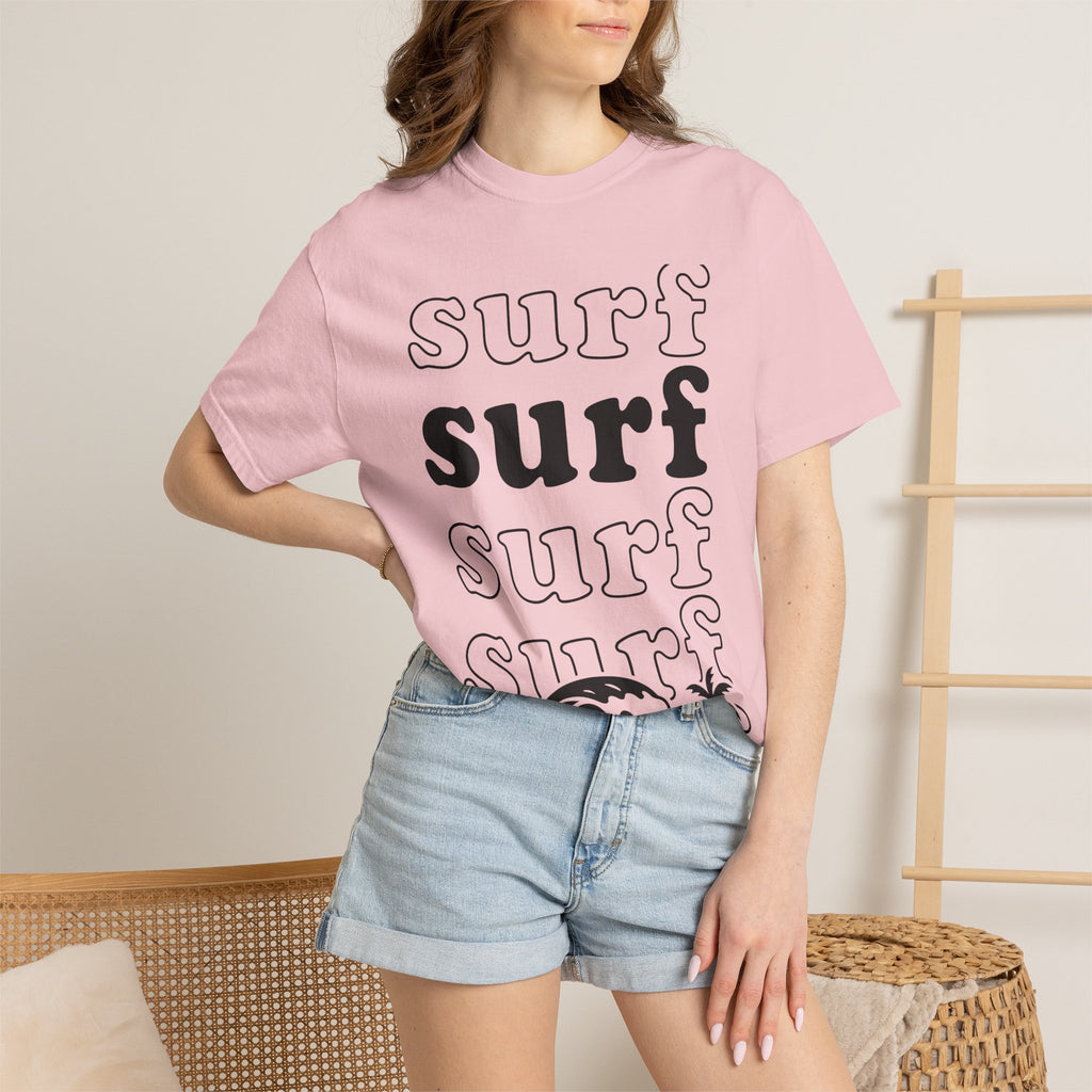 Wave Beach Scene Shirt Surfing Vacation Gift Women Bold Graphic Tee Ocean T-Shirt Surfer Fan Graphic Design Retro Palm Tree Tshirt