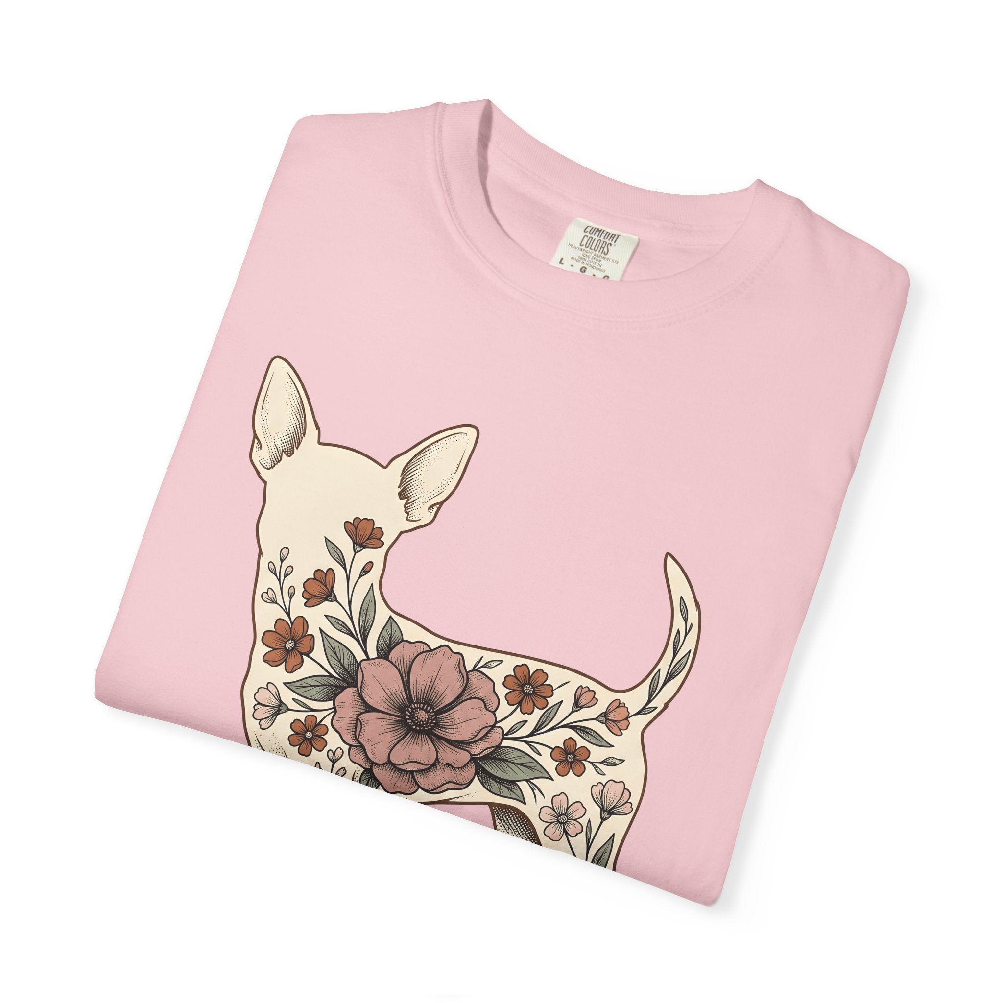 Chihuahua Bloom Shirt Dog Bouquet Gift Women Garden Tee Puppy T-Shirt Dog Fan Floral Tshirt Floral Graphic Hand Drawn Meadow Flowers Tshirt