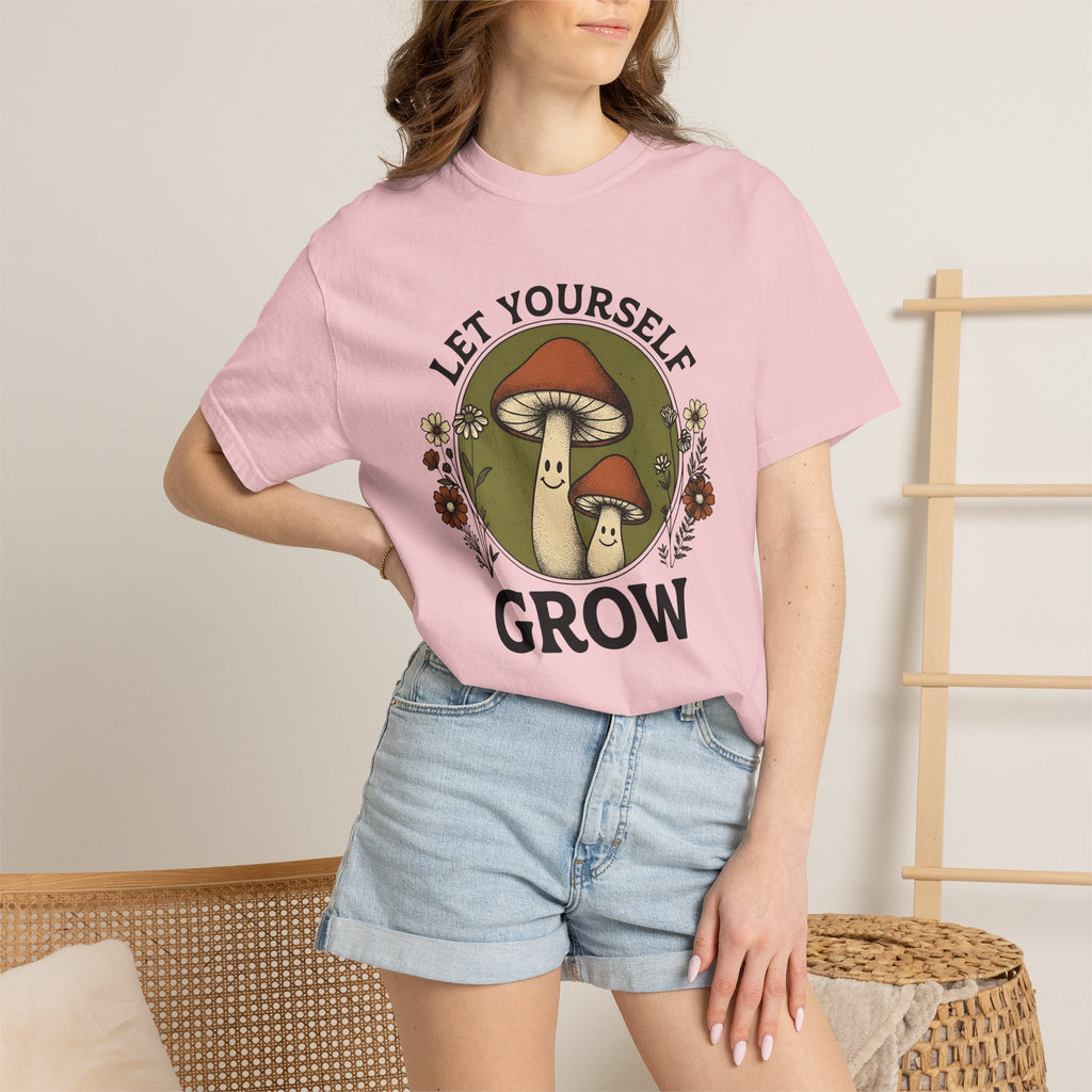 Joyful Fungi Shirt Cute Flora Gift Women Sketch Tee Mushroom T-Shirt Adorable Fan Illustration Design Nostalgic Garden Blooms Tshirt