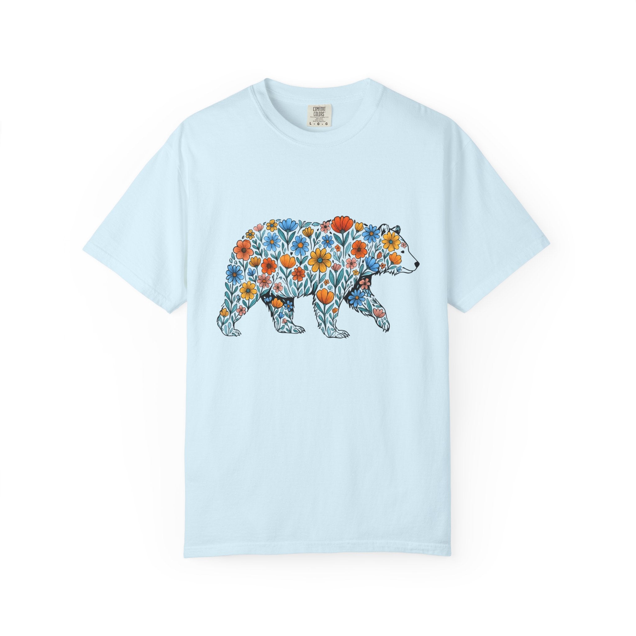 Blossom Bear Shirt Cottagecore Wilderness Gift Women Tribal Tee Teddy Bear T-Shirt Cottagecore Fan Tribal Art Tshirt Wild Graphic Doodle
