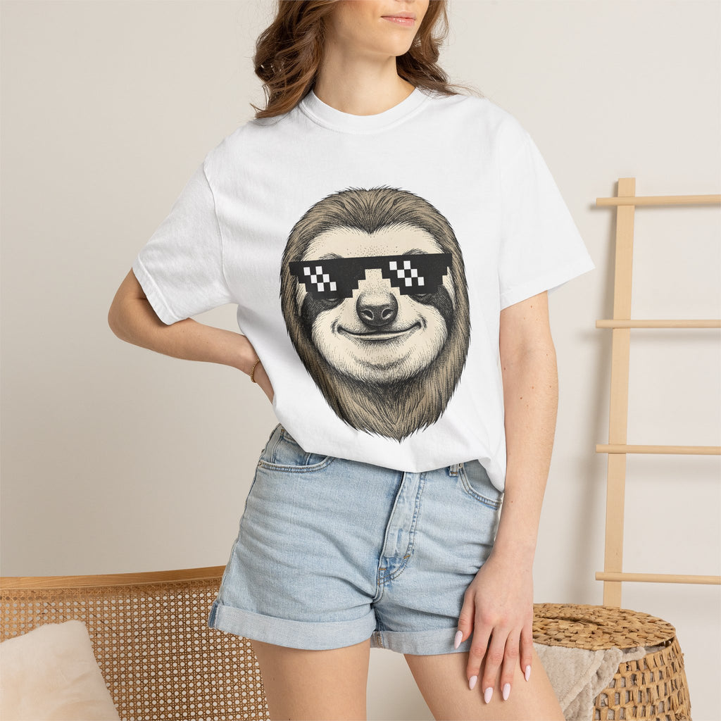 Sloth Head Shirt Animals Funny Gift Women Sketch Tee Sloth T-Shirt Wildlife Fan Drawing Graphic Tshirt Vintage Shades Tshirt