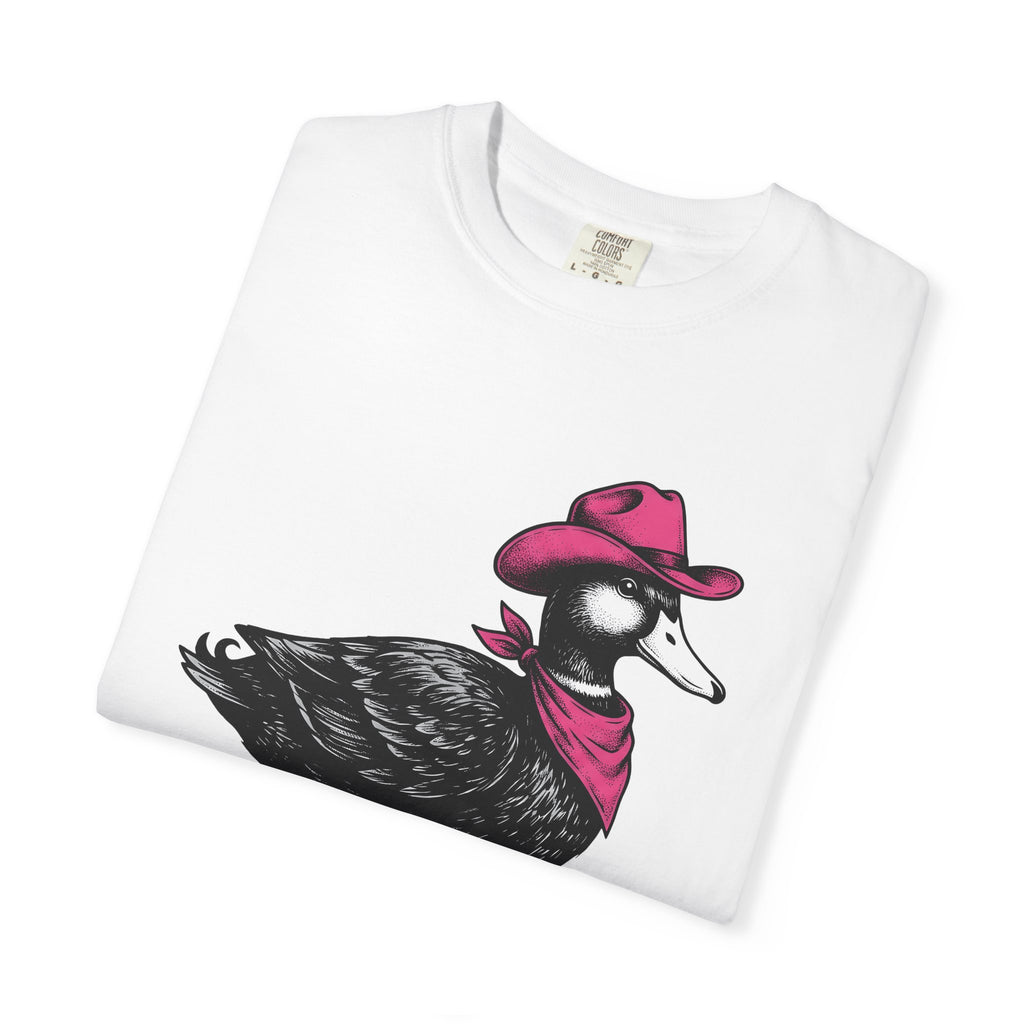 Duck Rancher Hat Shirt Cowgirl Critter Gift Women Aged Tee Rancher Hat T-Shirt Cowgirl Fan Distressed Tshirt Animal Graphic Cartoon Kerchief