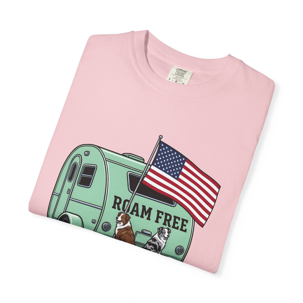 Rv Puppies Shirt 4th Of July Campfire Gift Women Old School Tee Puppy T-Shirt Independence Day Fan Retro Tshirt Bonfire Graphic Doodle Stars