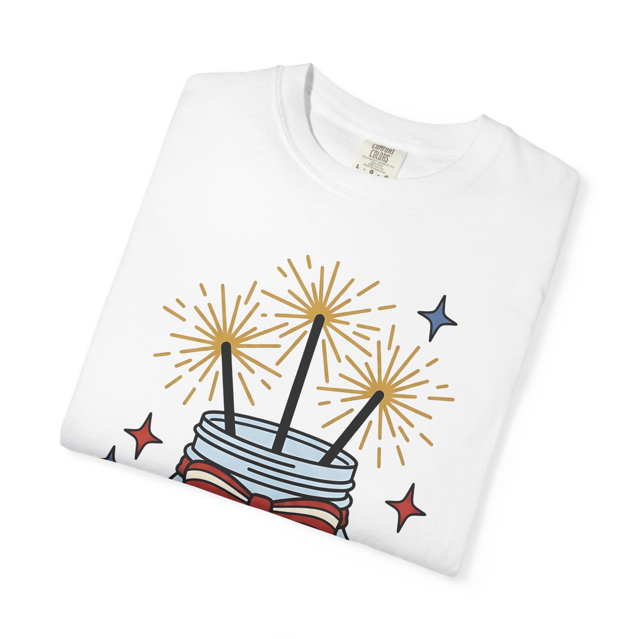 Glass Jar Sparkler Shirt America 4Th Of July Festival Gift Women Cartoon Tee Sparkler T-Shirt Patriot Fan Comic Tshirt Celebration Graphic