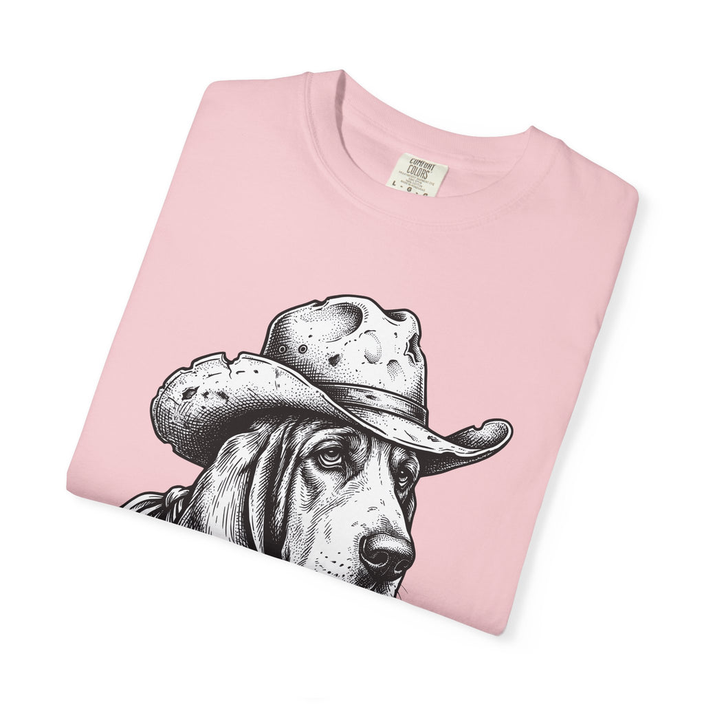 Basset Hound Western Shirt Dog Cowboys Gift Women Sketch Tee Hound T-Shirt Dog Fan Drawing Graphic Tshirt Retro Neckerchief Tshirt